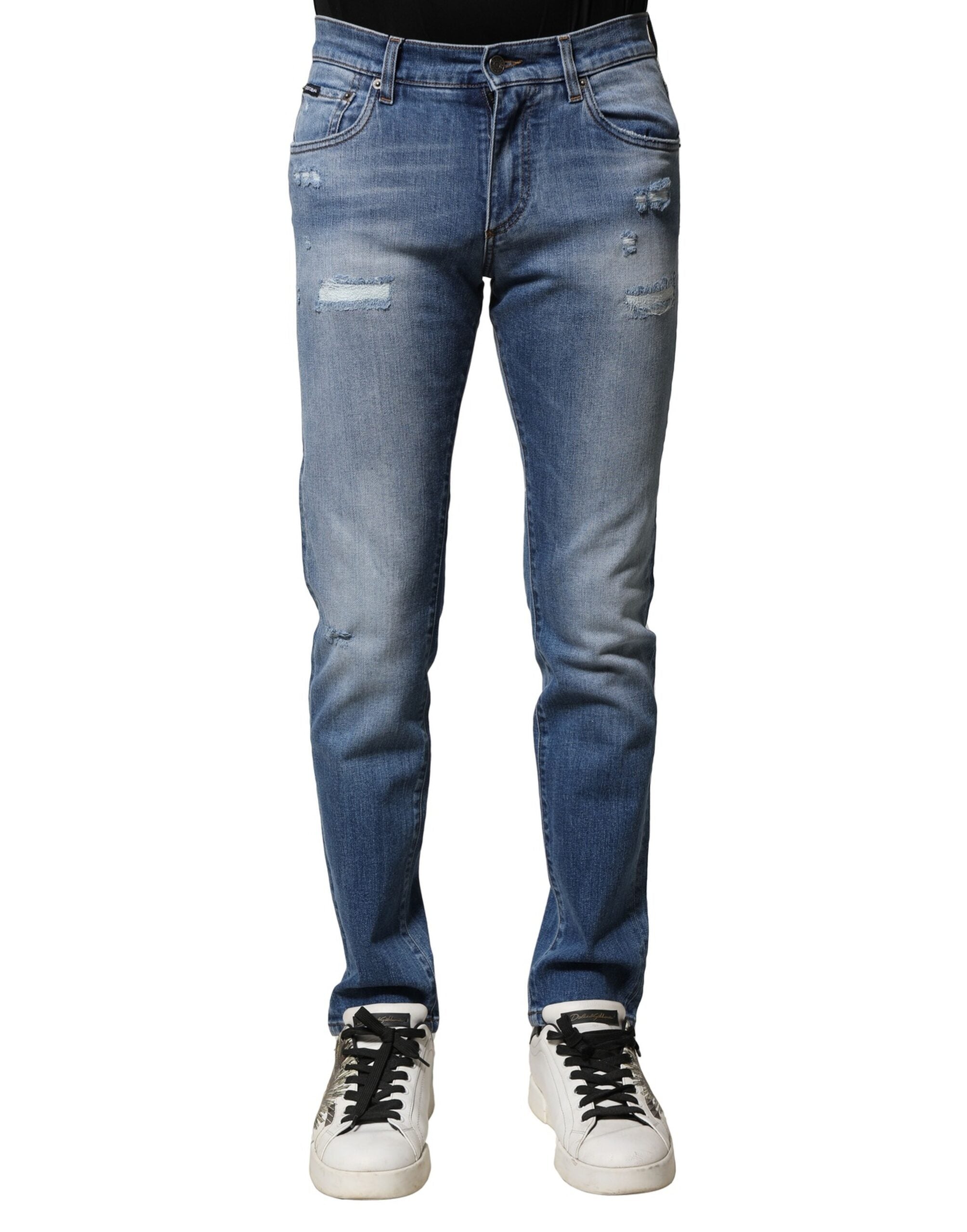 Dolce & Gabbana – Skinny-Jeans aus gewaschener Baumwolle in Blau für Herren