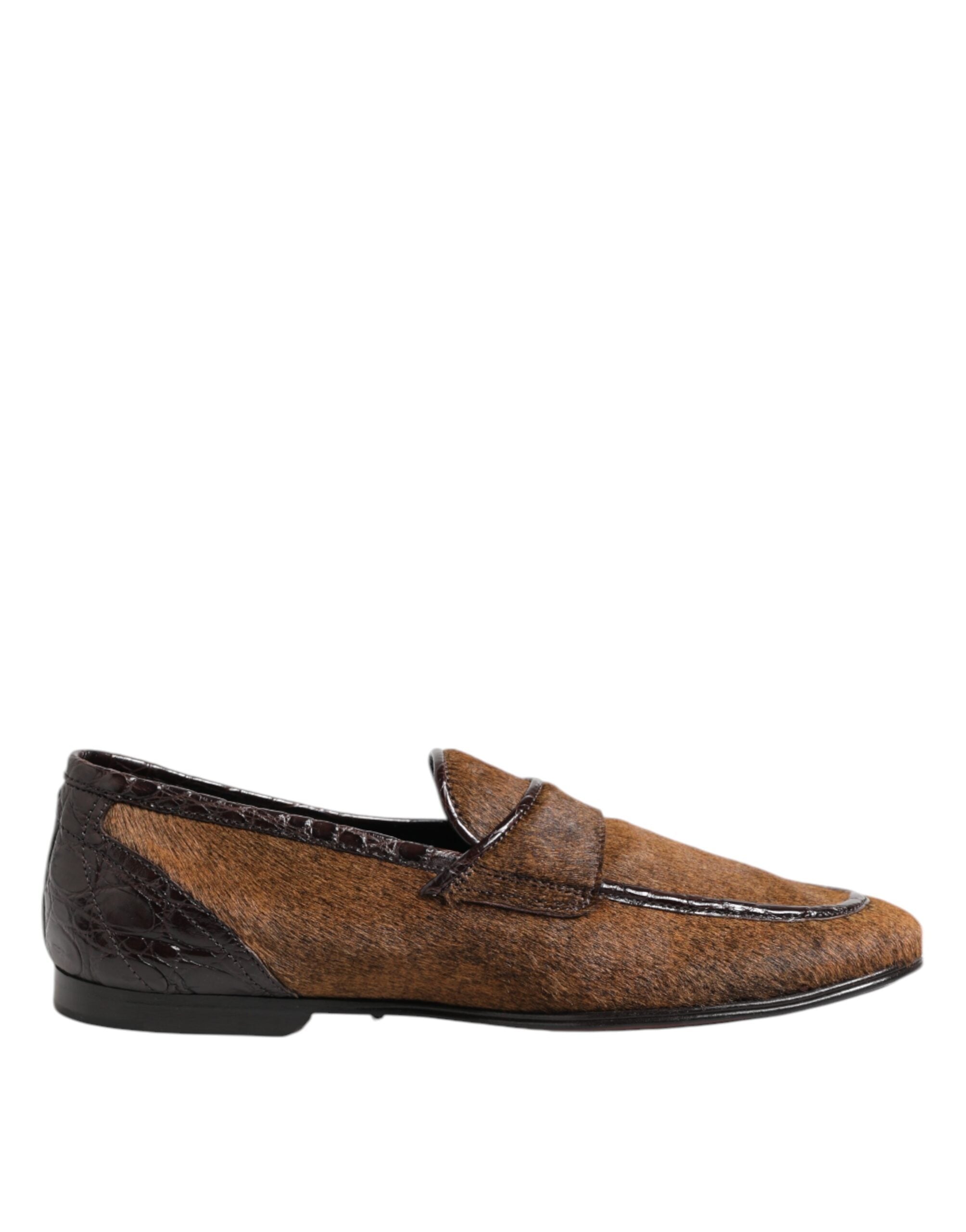 Dolce & Gabbana Brown Loafers Leather Slip On Men Dress Shoes