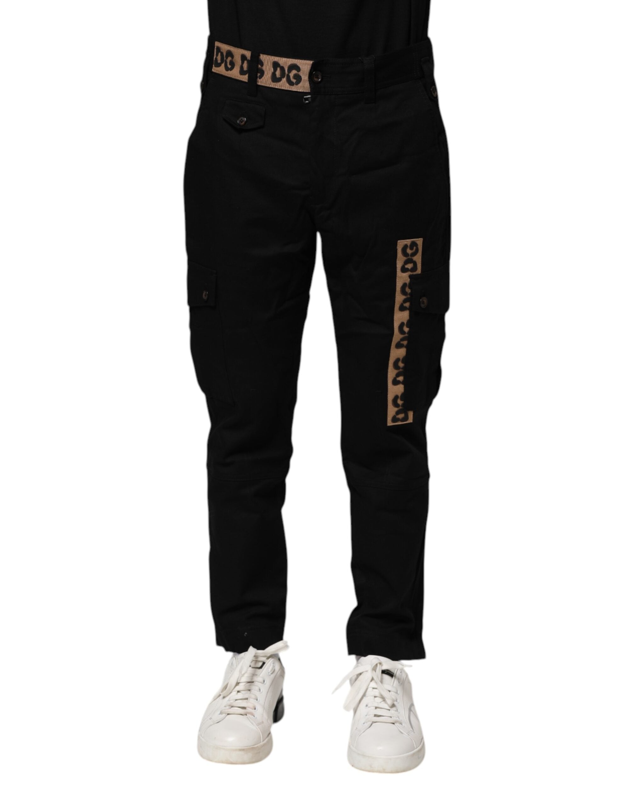 Dolce & Gabbana Schwarze Cargo-Freizeithose aus Baumwolle