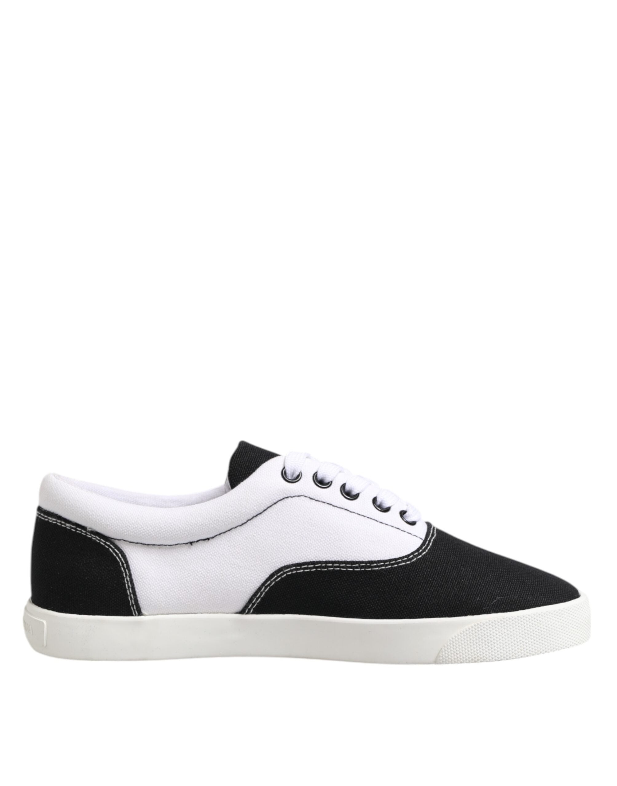 Dolce & Gabbana – Schwarze Schnürschuhe aus Baumwoll-Canvas für Herren
