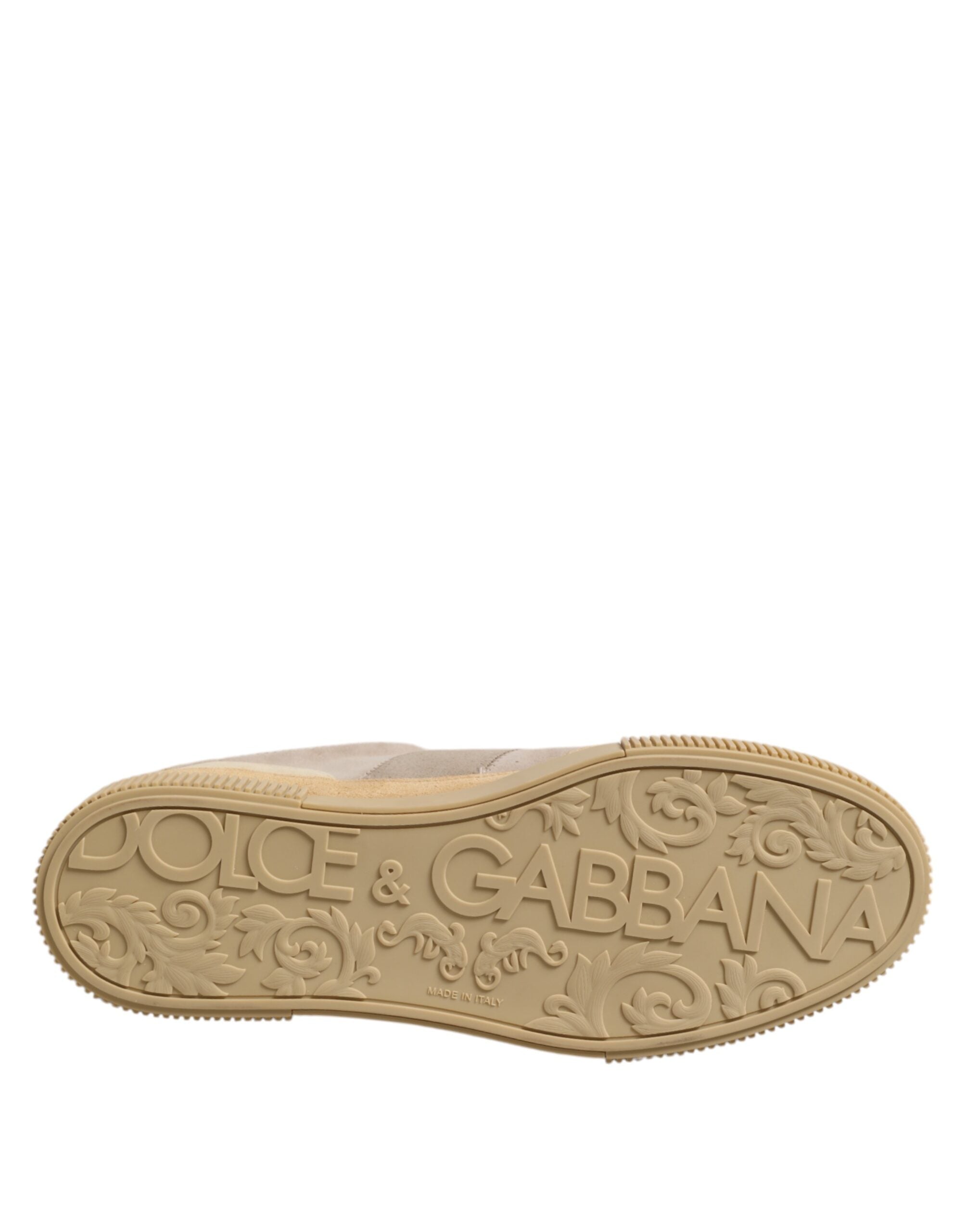 Dolce & Gabbana Beige Leather Low Top Lace Up Sneakers Shoes