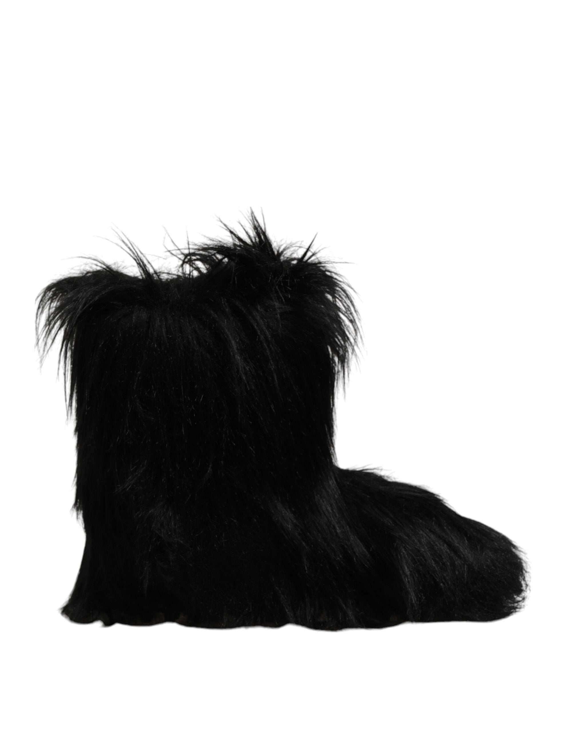 Dolce & Gabbana – Wadenhohe Stiefel aus Kunstpelz in Schwarz