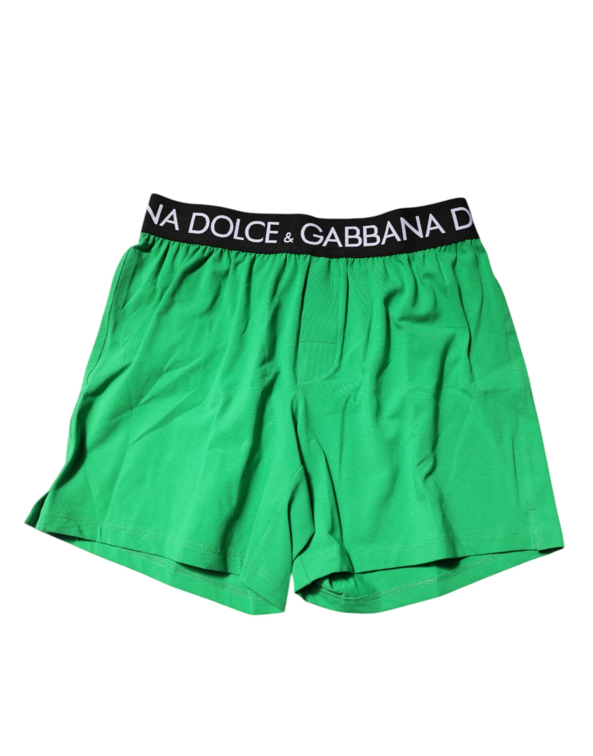 Dolce & Gabbana – Grüne Boxershorts aus Baumwolle in regulärer Passform