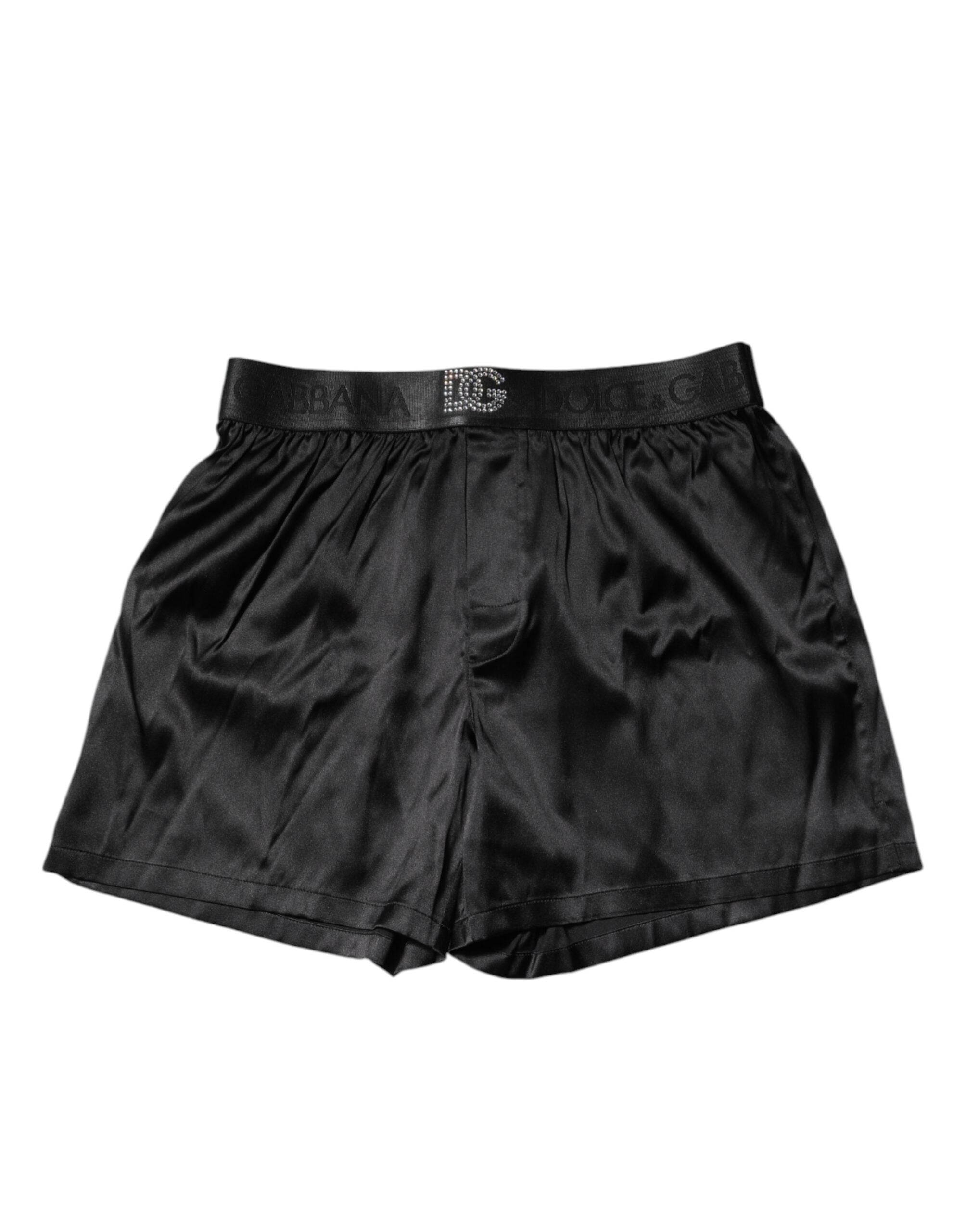 Dolce & Gabbana – Schwarze Boxershorts mit Logo an der Taille, normale Passform
