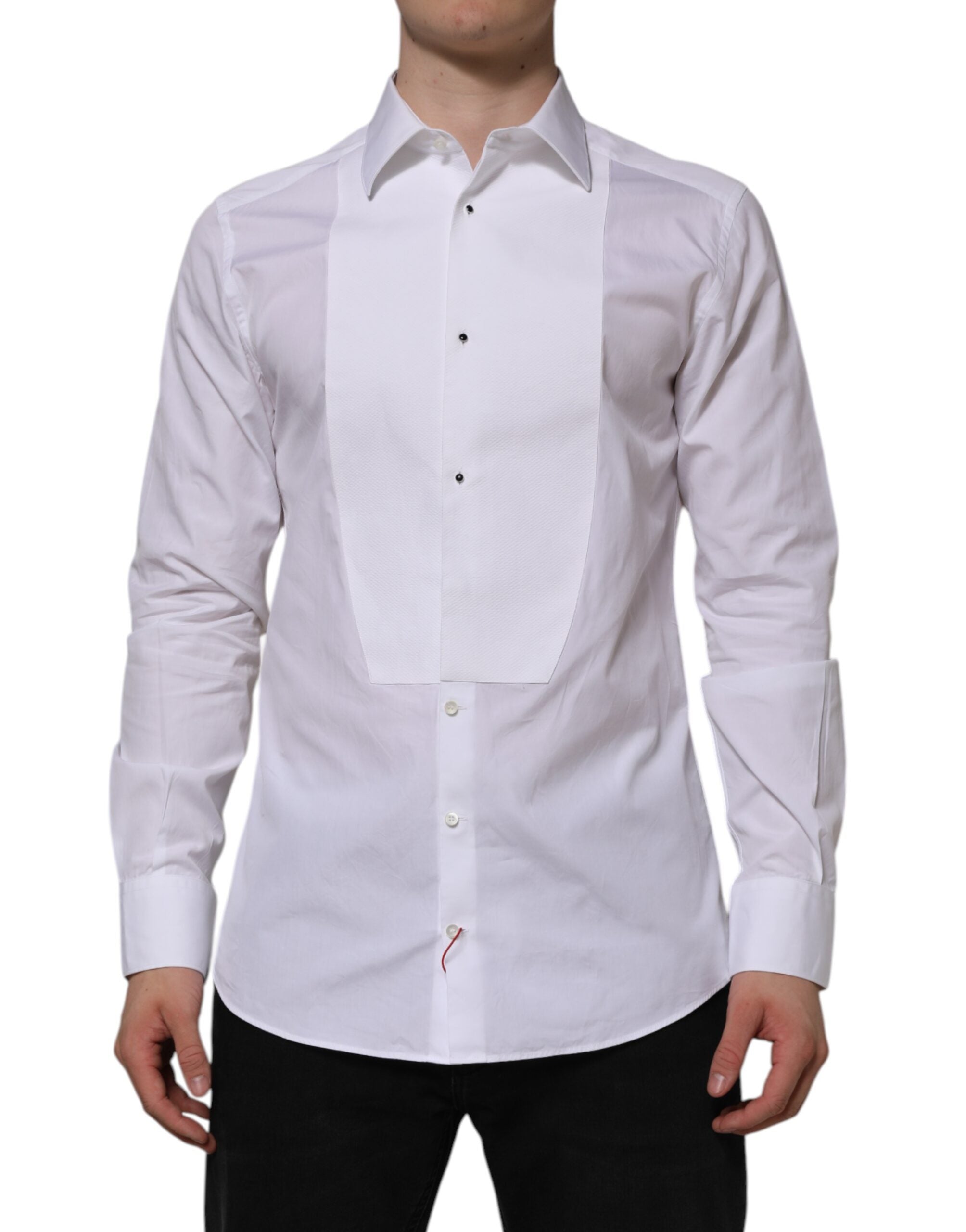 Dolce & Gabbana Weißes Bib Baumwollpopeline GOLD Herren Formelles Hemd
