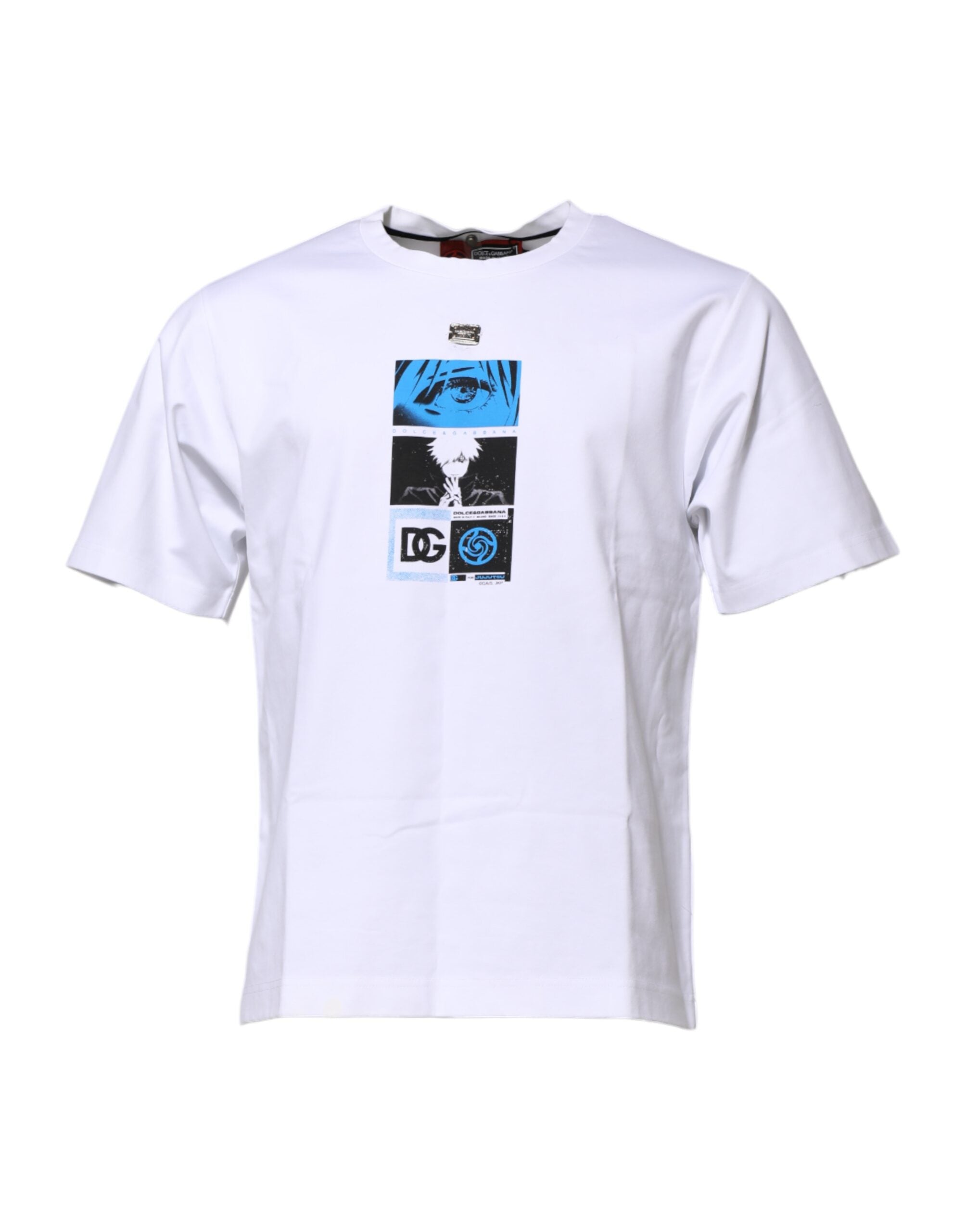 Dolce & Gabbana – Weißes Baumwoll-T-Shirt mit Rundhalsausschnitt und Grafikdruck