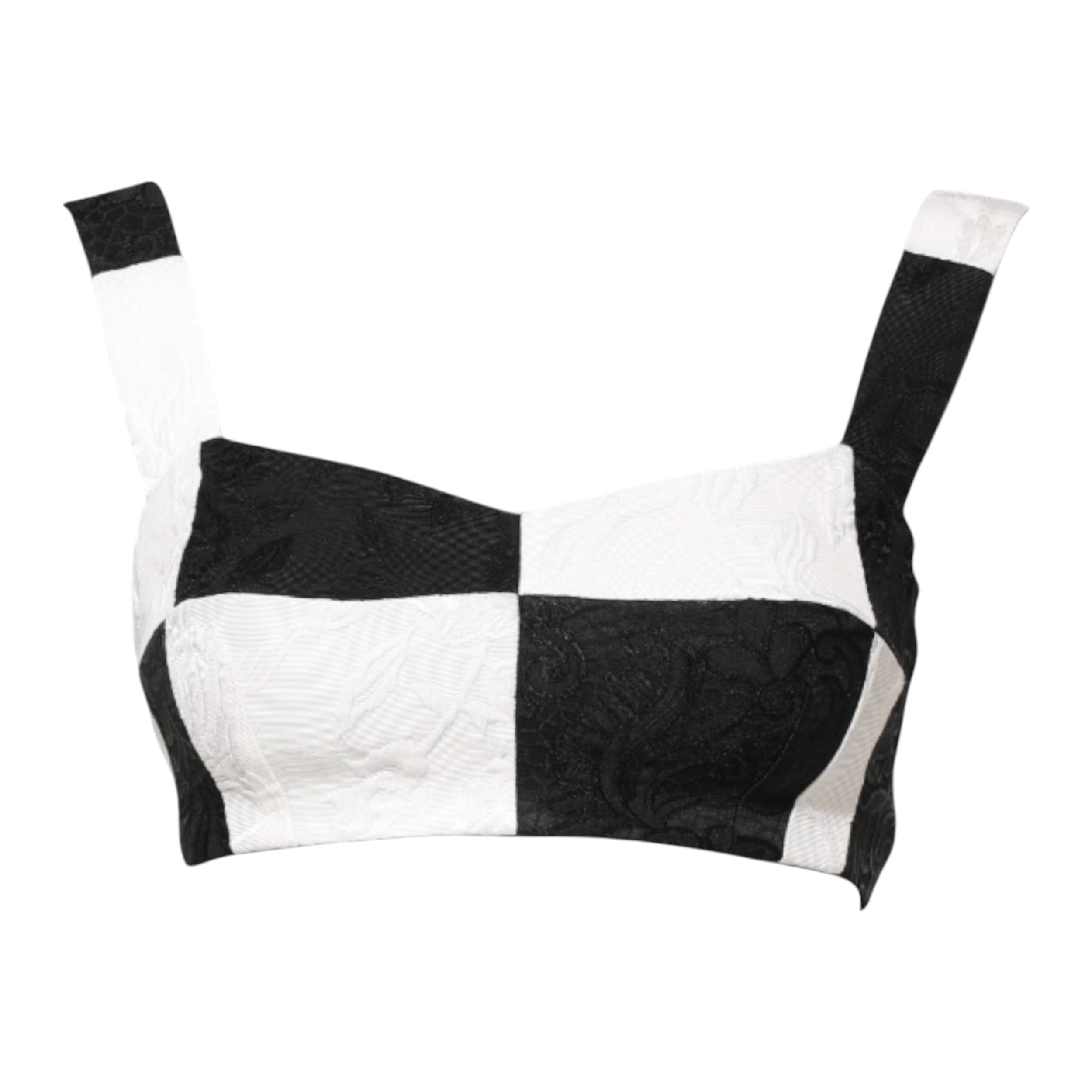 Dolce & Gabbana Black White Cropped Bustier Corset Bra Top