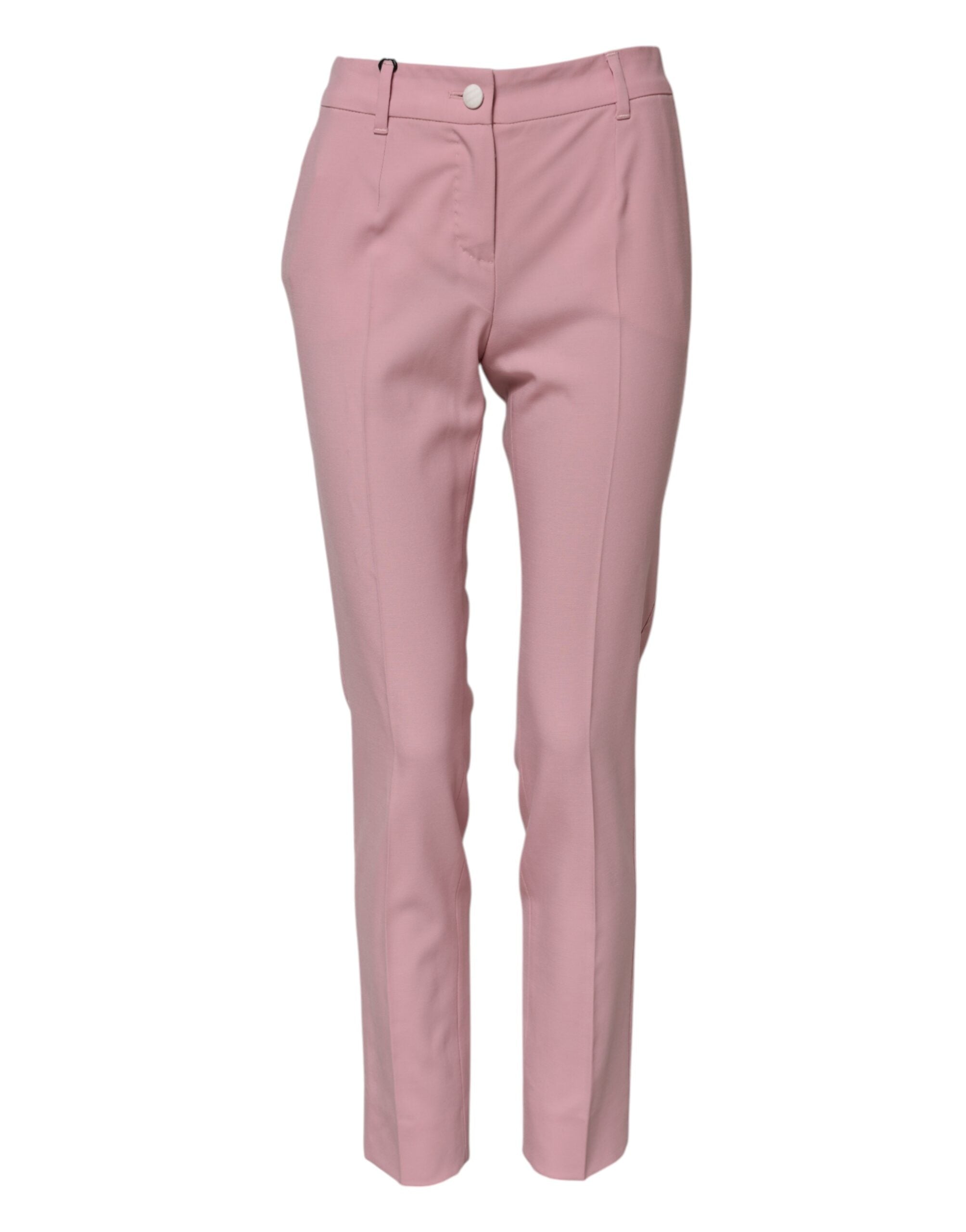 Dolce & Gabbana Pink Wool High Waist Tapered Pants