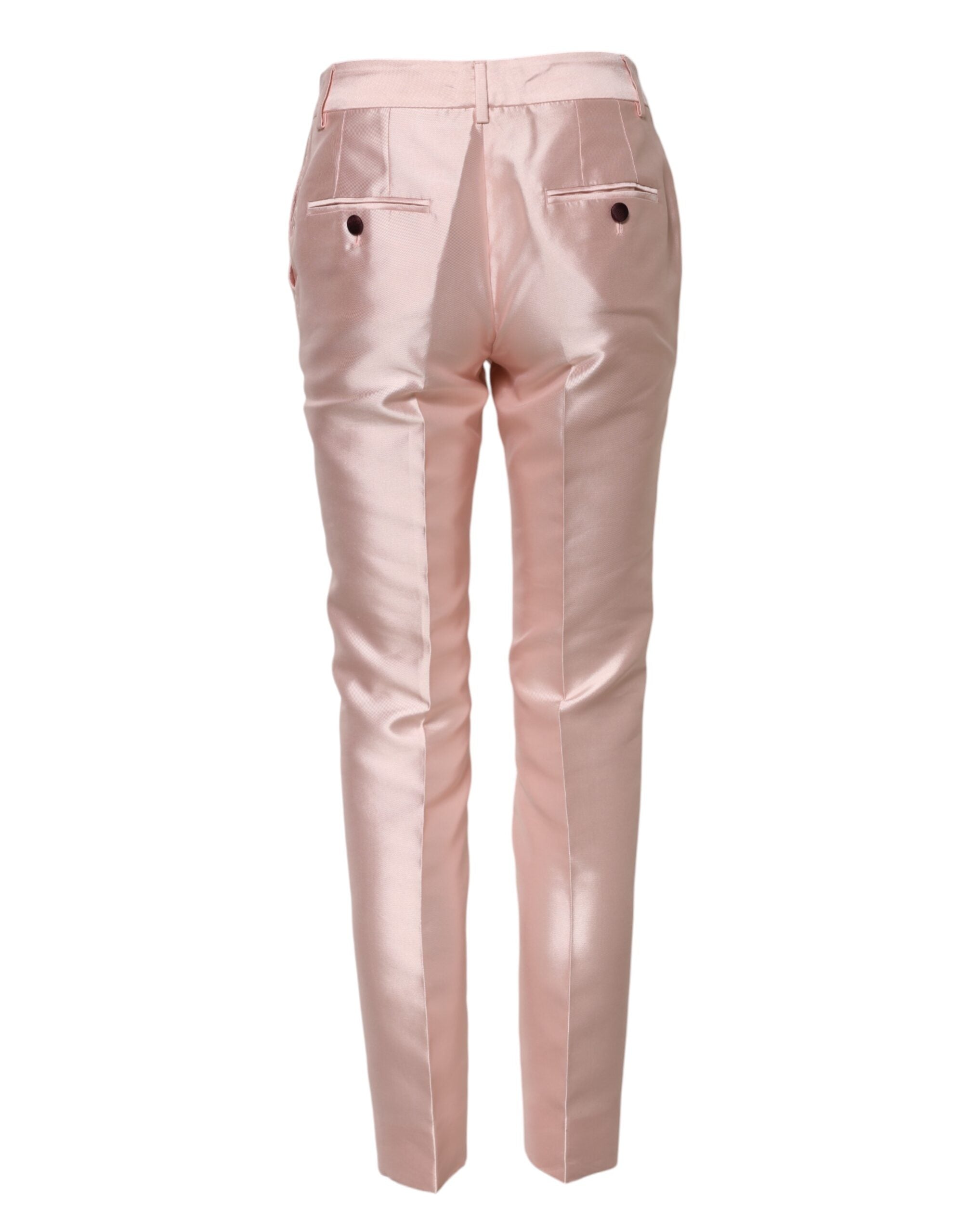 Dolce & Gabbana Pink Satin High Waist Tapered Pants