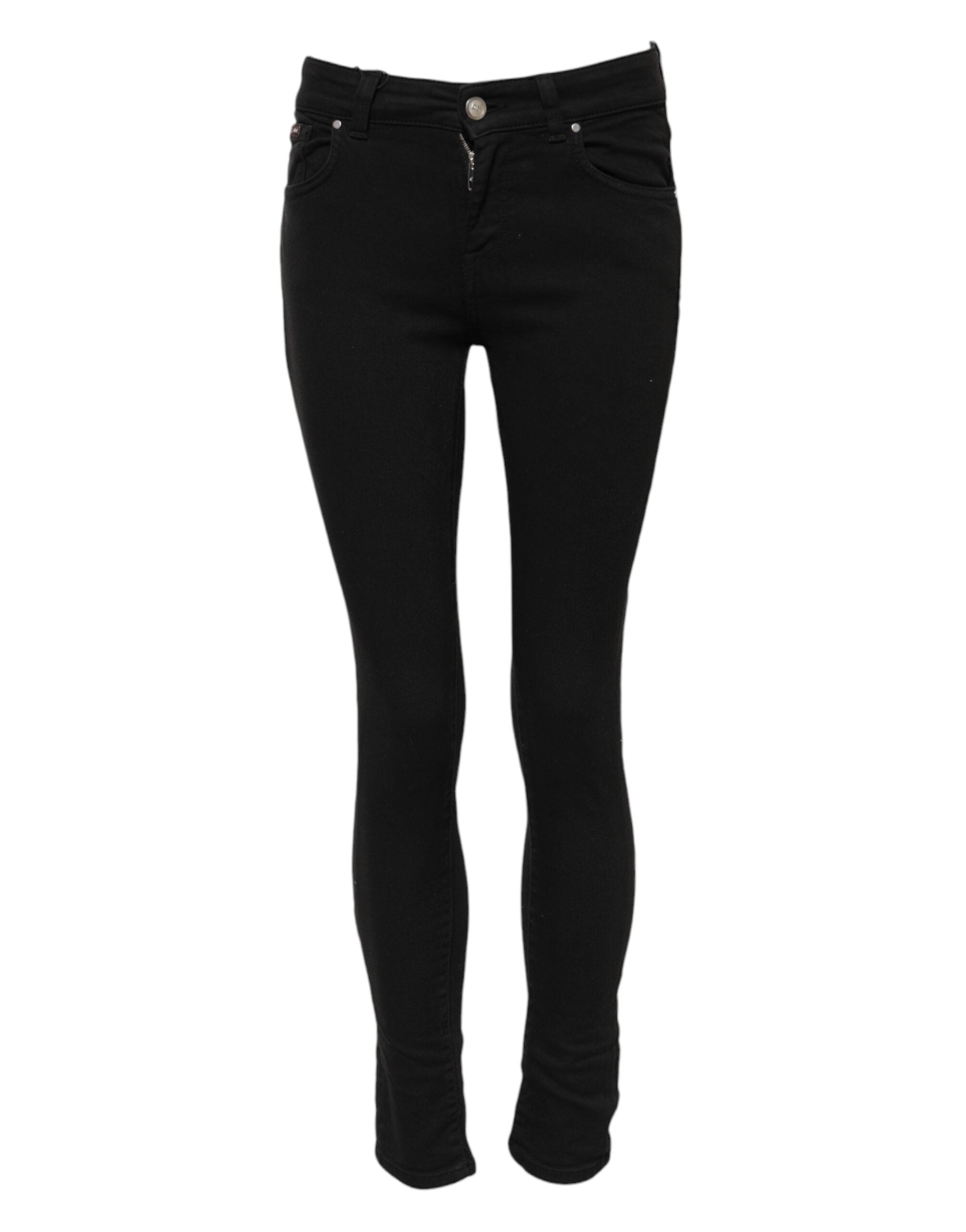 Dolce & Gabbana Black Cotton Skinny Mid Waist Denim Jeans