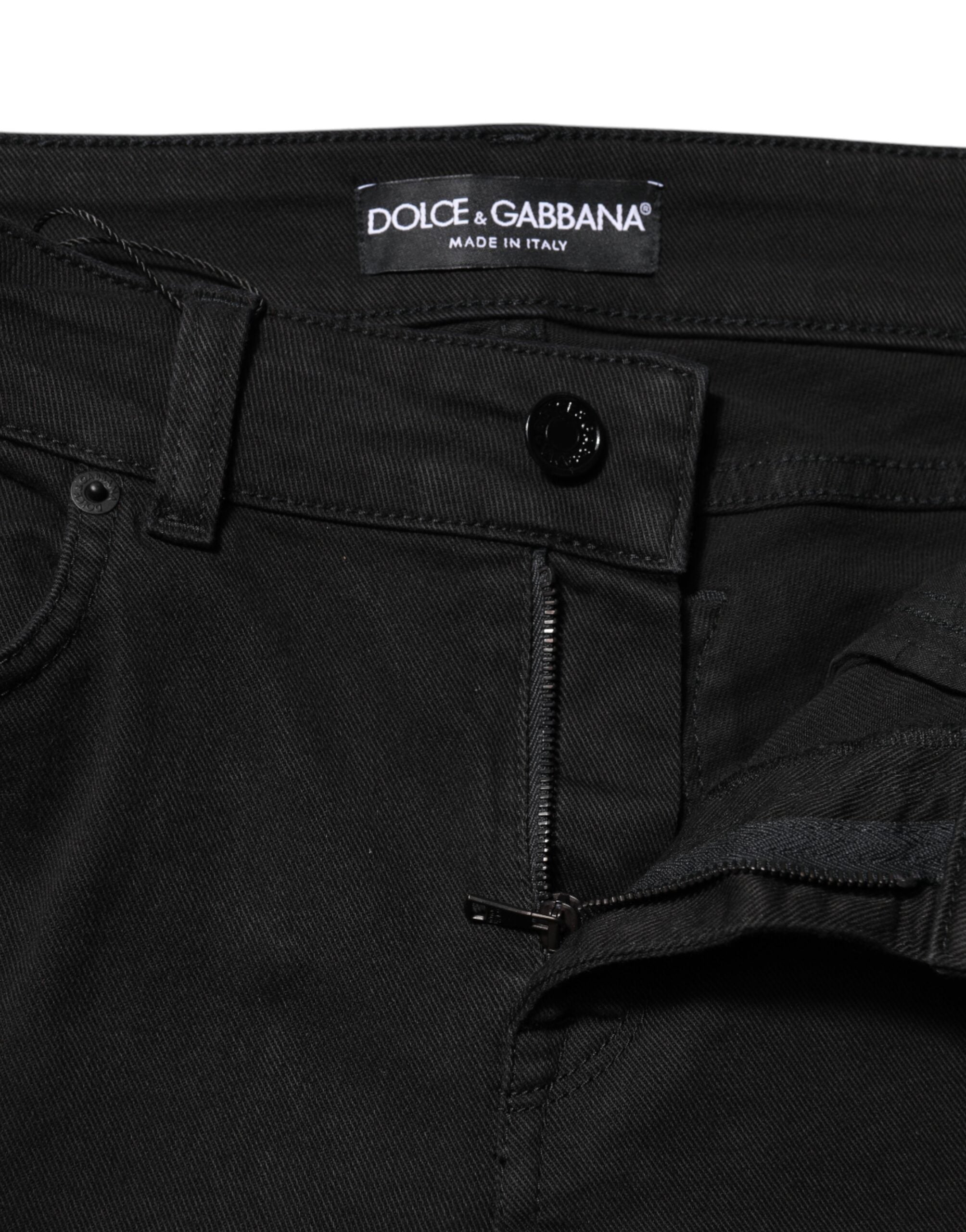 Dolce & Gabbana Black Cotton Skinny Mid Waist Denim Jeans