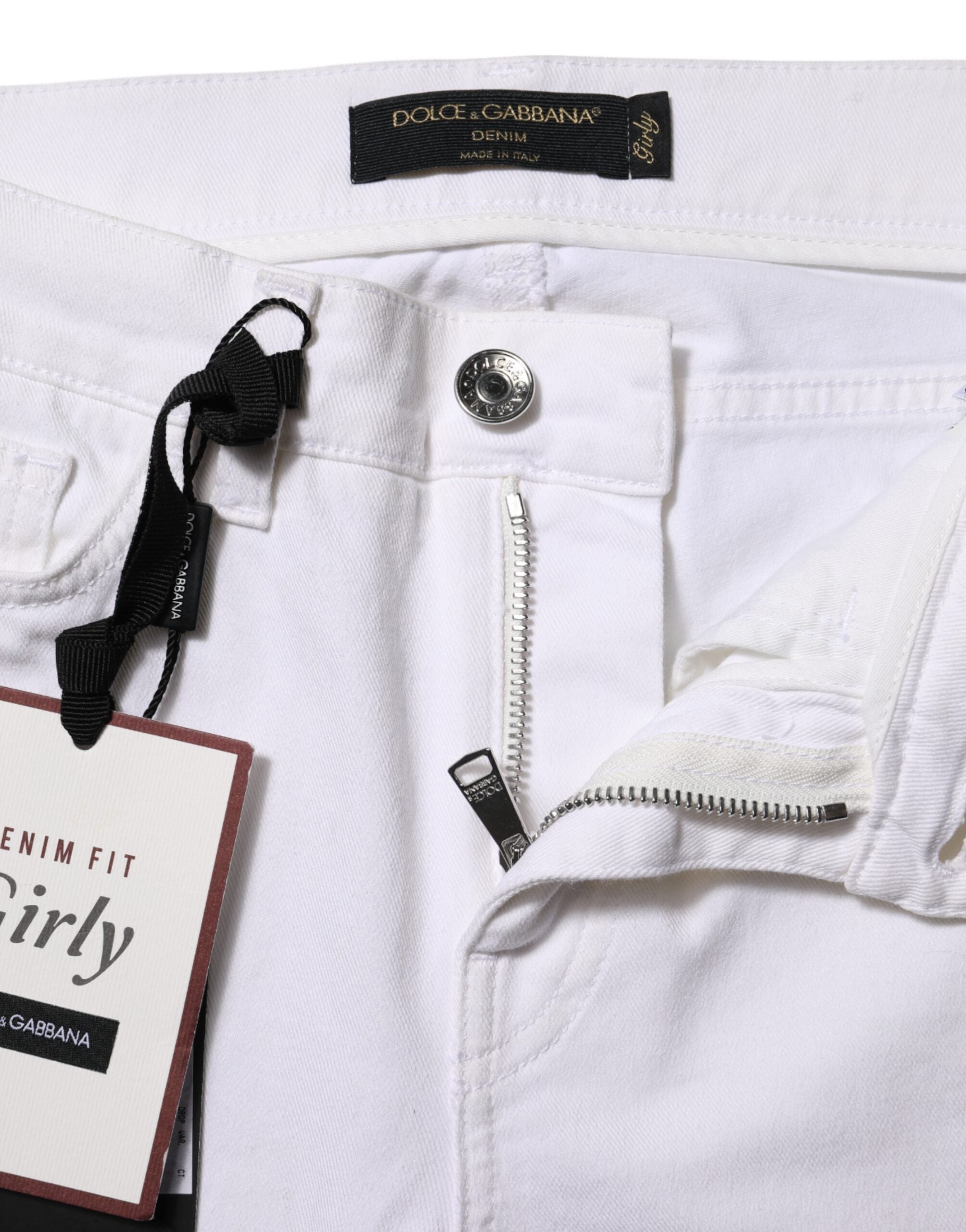 Dolce & Gabbana White Floral Embroidery GIRLY Denim Jeans