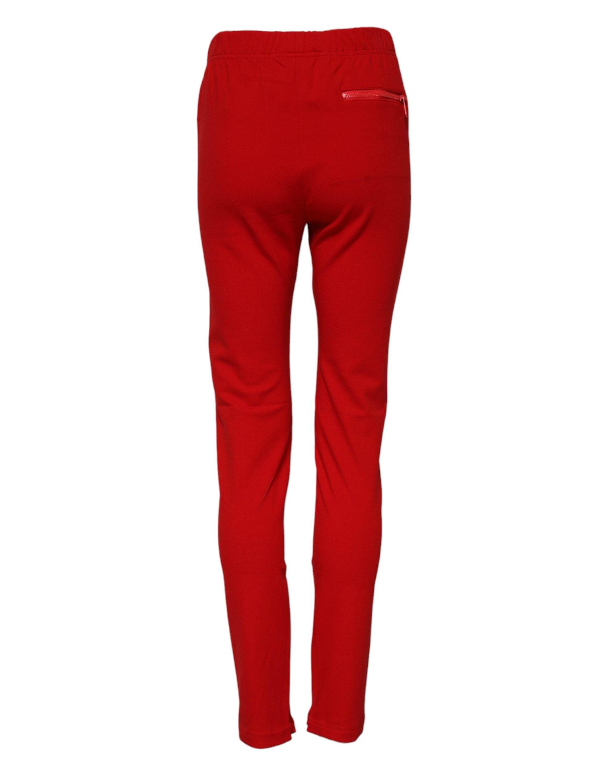 Dolce & Gabbana Red Mid Waist Slim Fit Pants