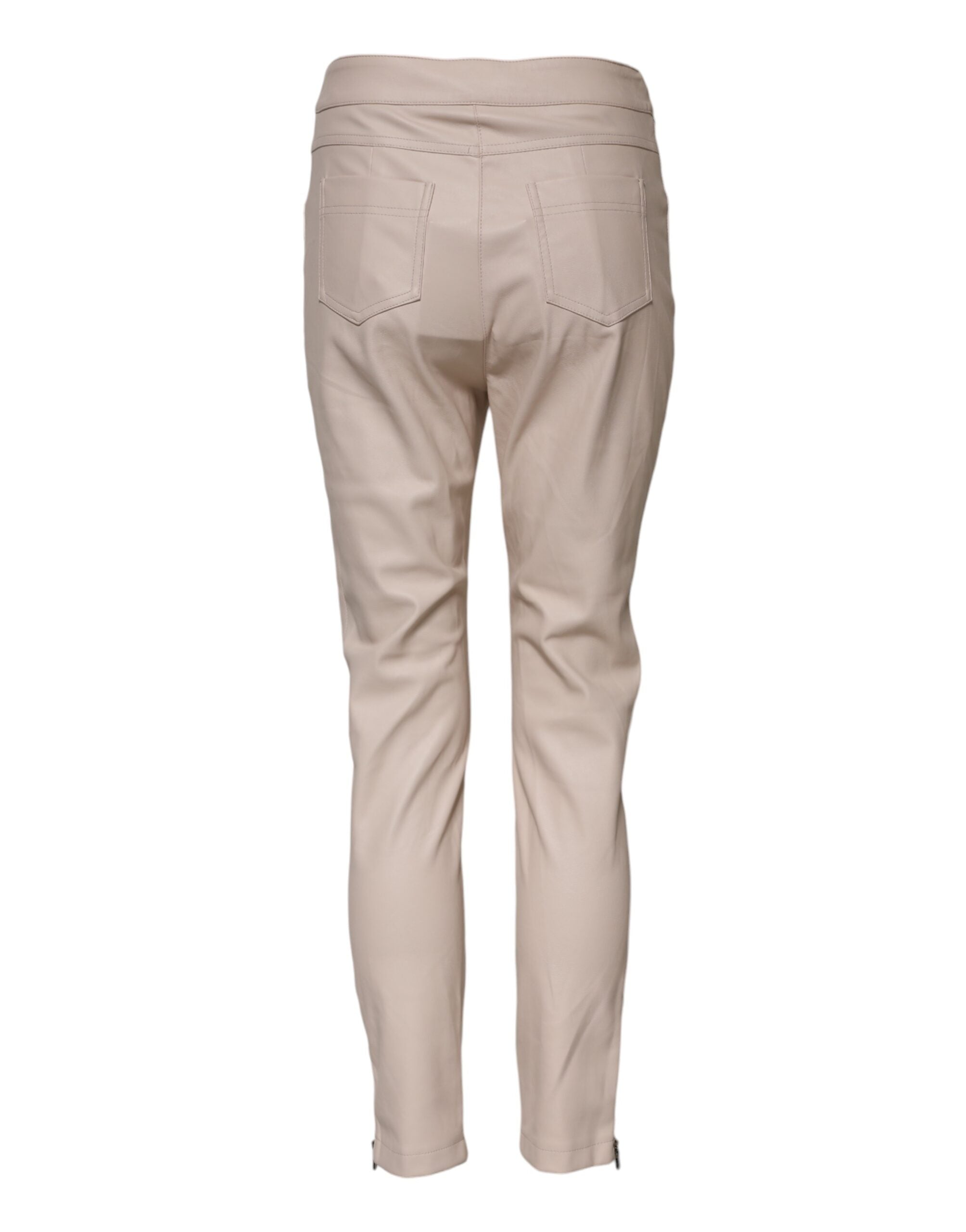 Elisabetta Franchi Beige High Waist Tapered Pants