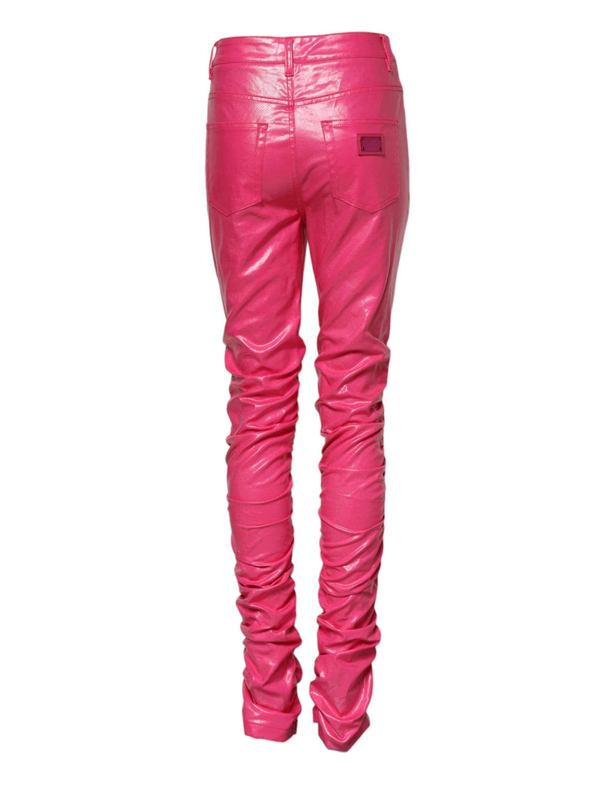 Dolce & Gabbana Pink Cotton High Waisted Skinny Denim Jeans