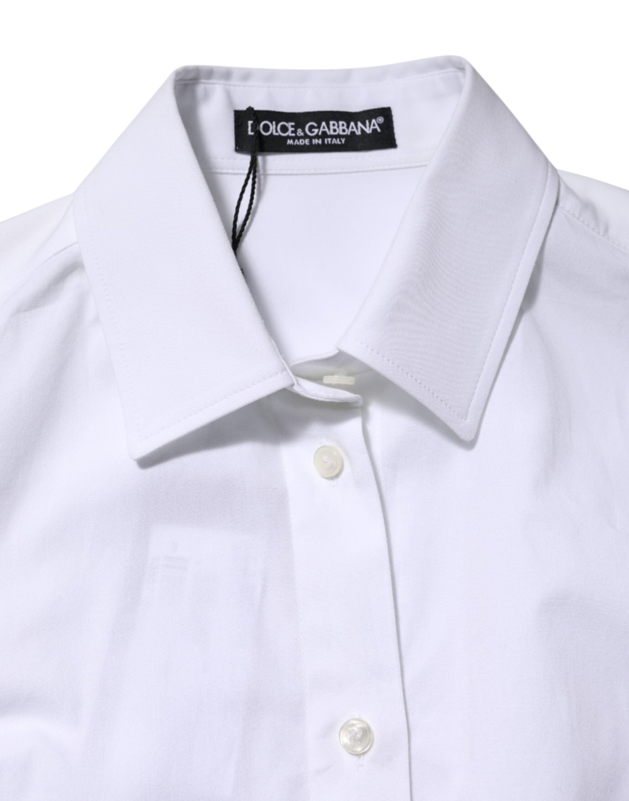 Dolce & Gabbana White Cotton Long Sleeves Collared Shirt Top
