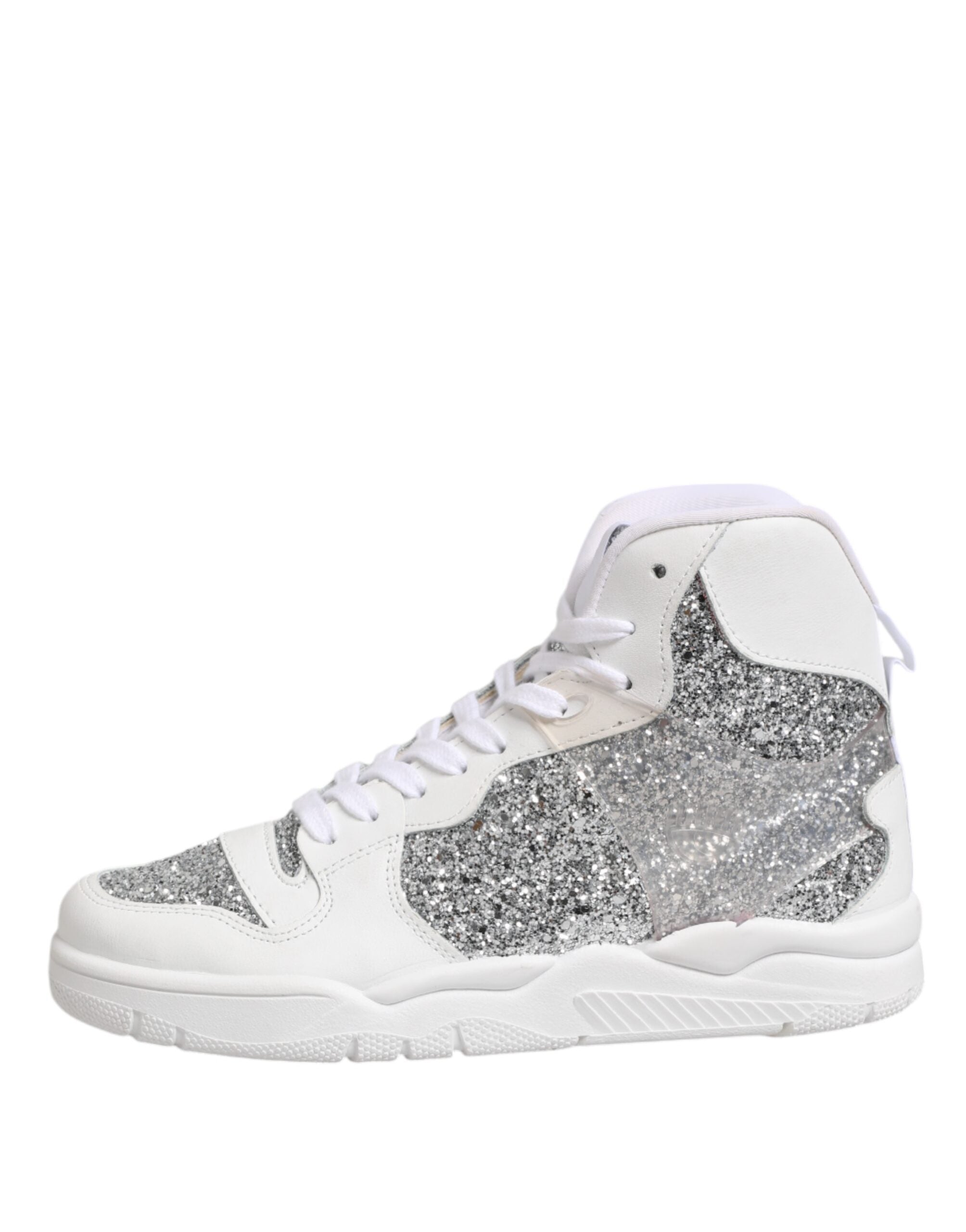 Chiara Ferragni White Silver High Top Women Sneakers Shoes