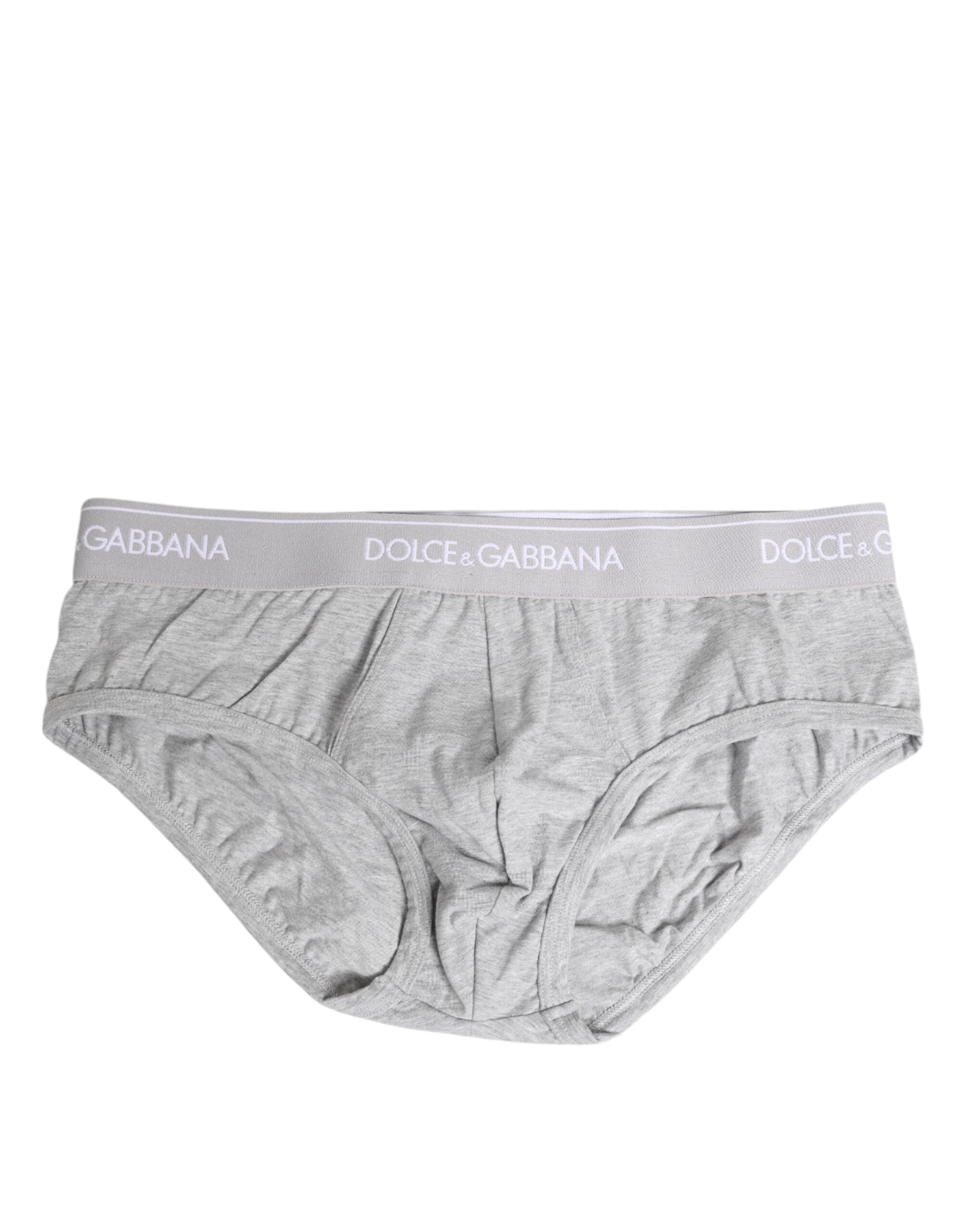 Dolce & Gabbana Graue Baumwoll-Stretch-Slip-Unterhose
