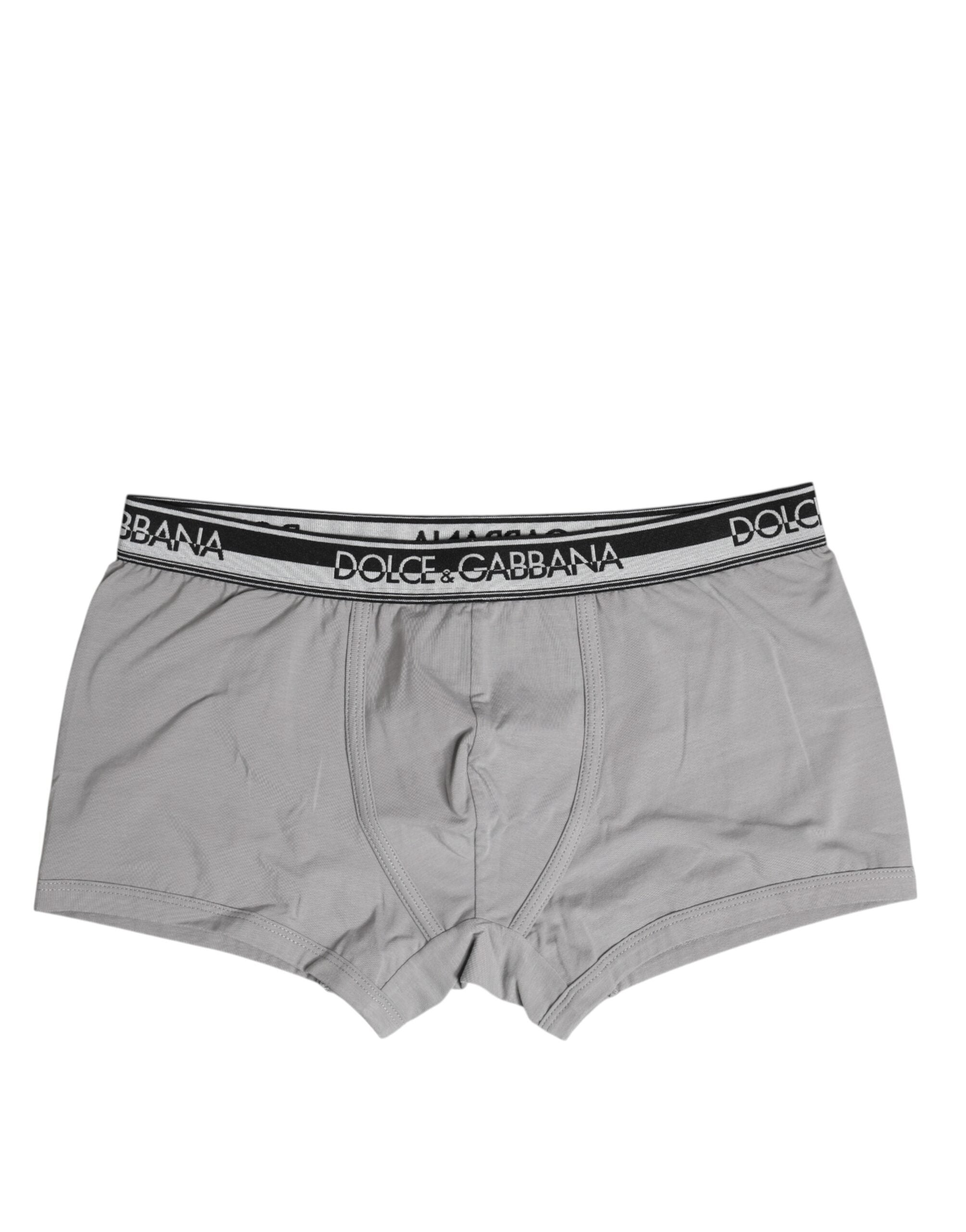 Dolce & Gabbana – Boxershorts aus grauer Stretch-Baumwolle in regulärer Passform
