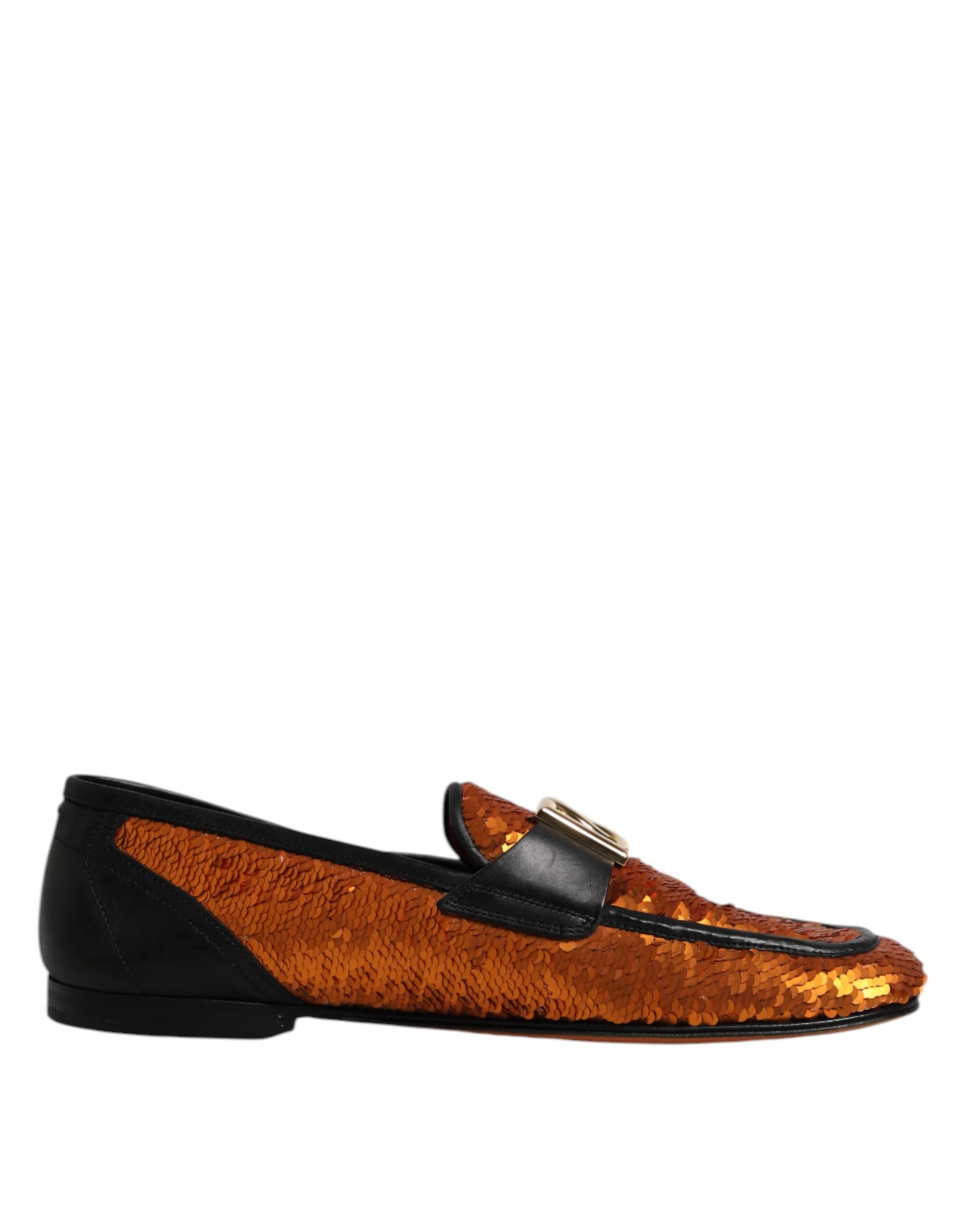 Dolce & Gabbana Orangefarbene, mit Pailletten verzierte Loafer für Herren