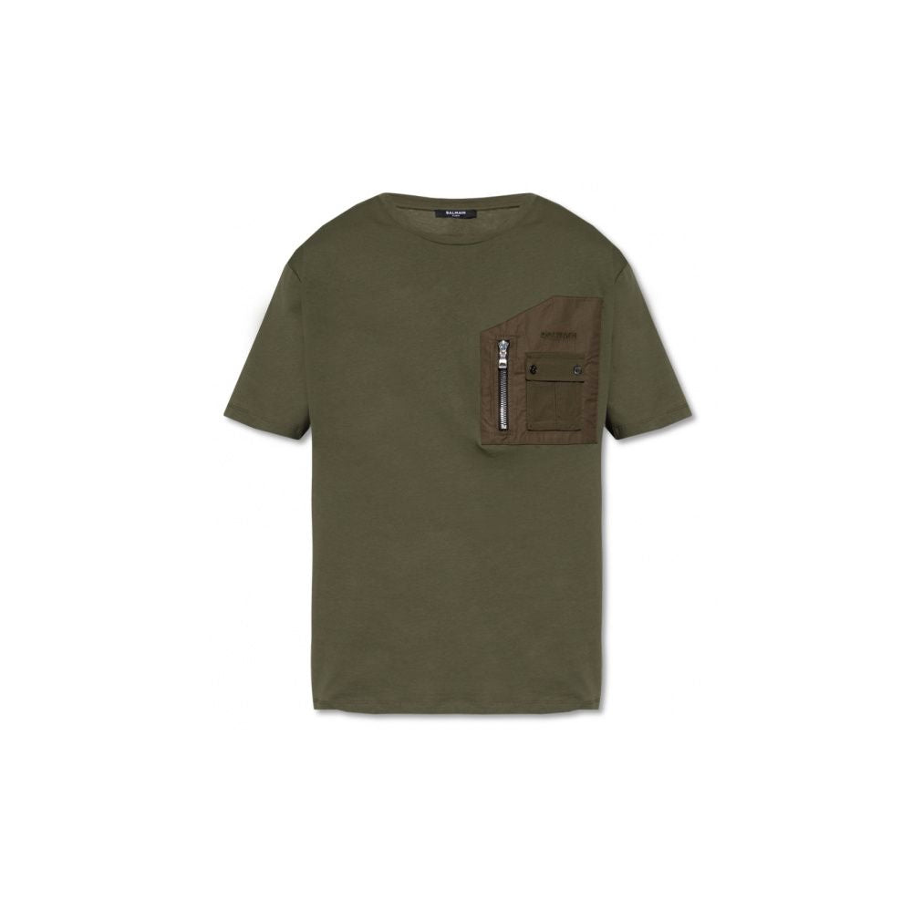 Grünes Baumwoll-T-Shirt von Balmain