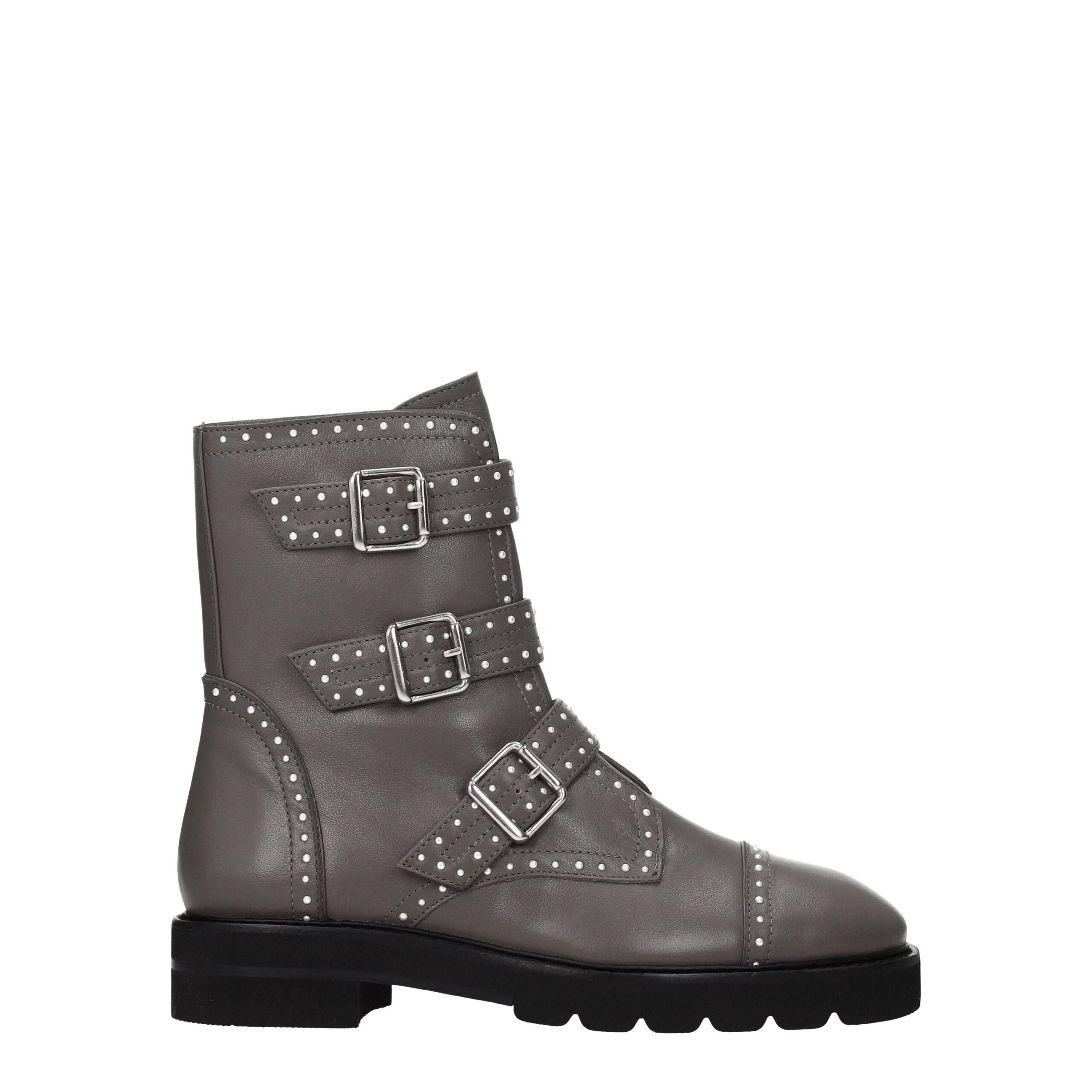 Stuart Weitzman – Graue Lederstiefelette