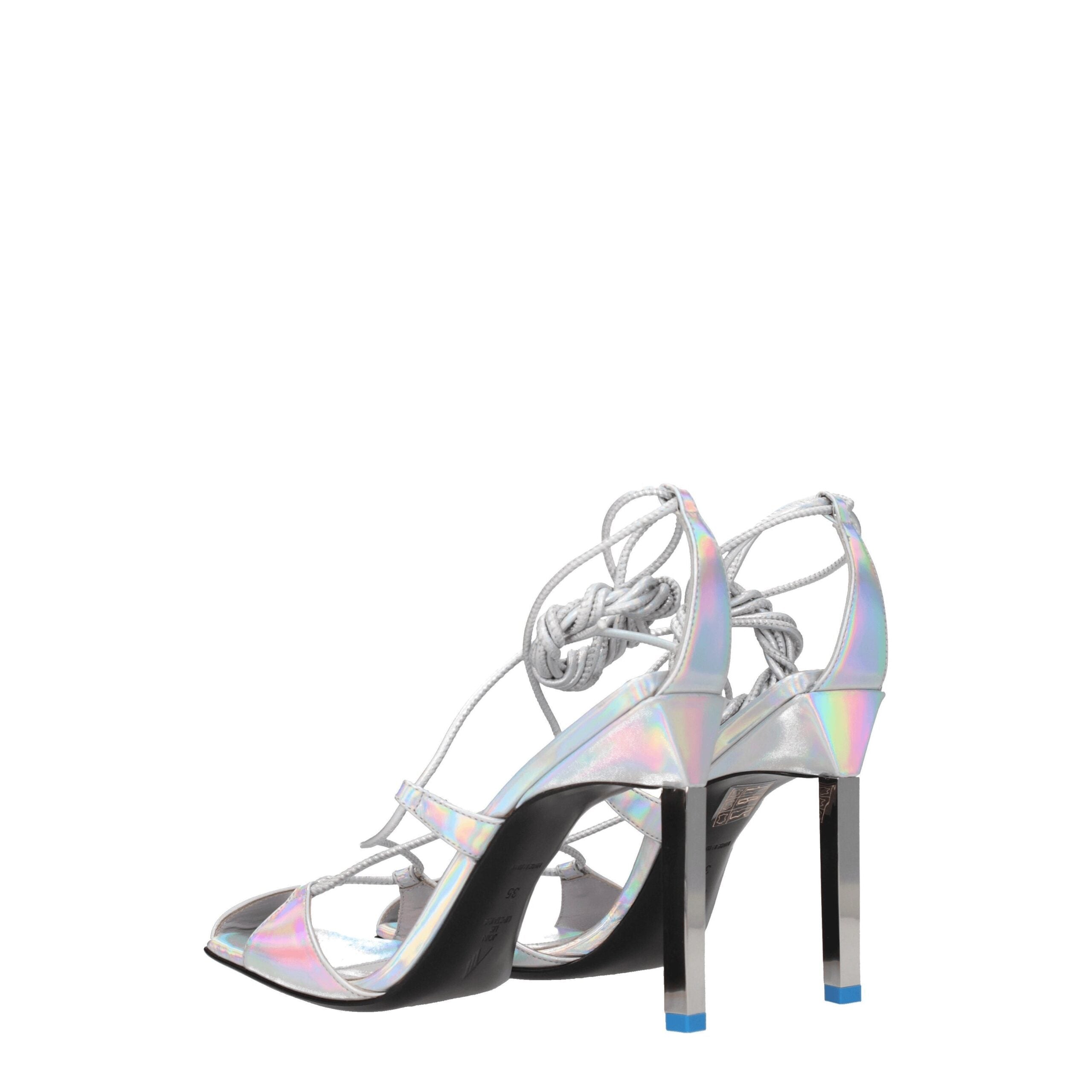 The Attico Gray Leather Stiletto Heel Sandals