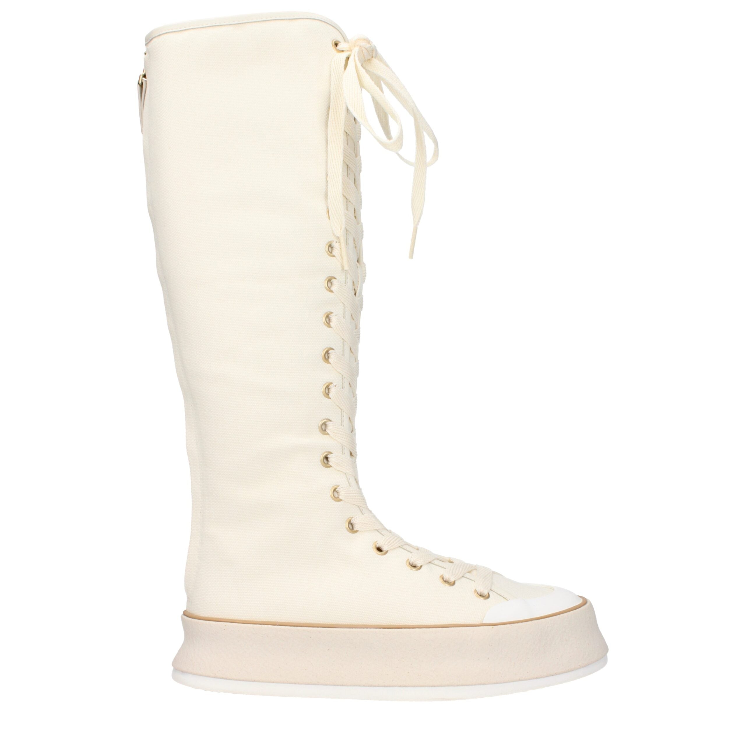 Max Mara – Beigefarbene Schnürstiefel aus Stoff