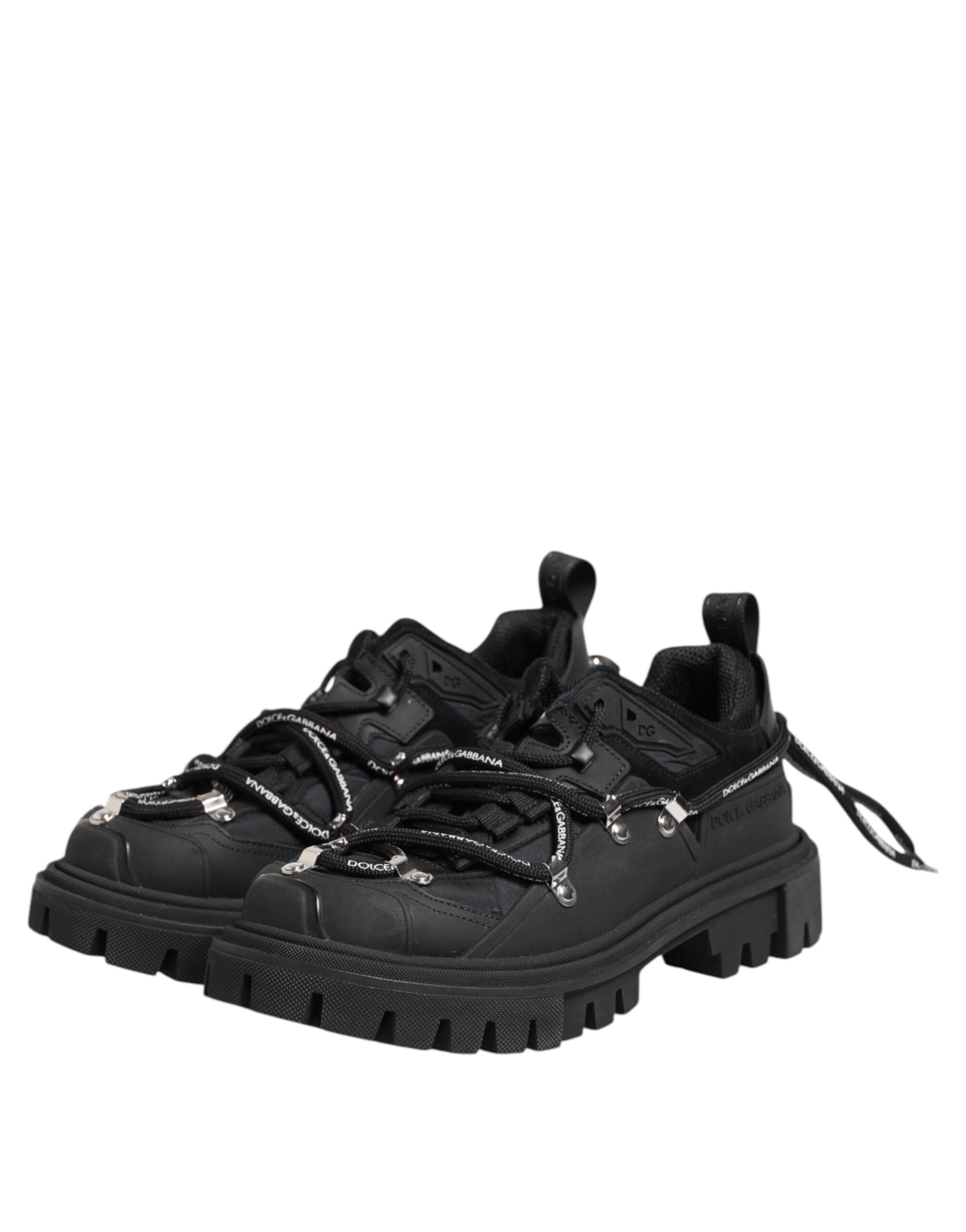 Dolce & Gabbana Black Low Top Lace Up Trekking Sneakers Shoes