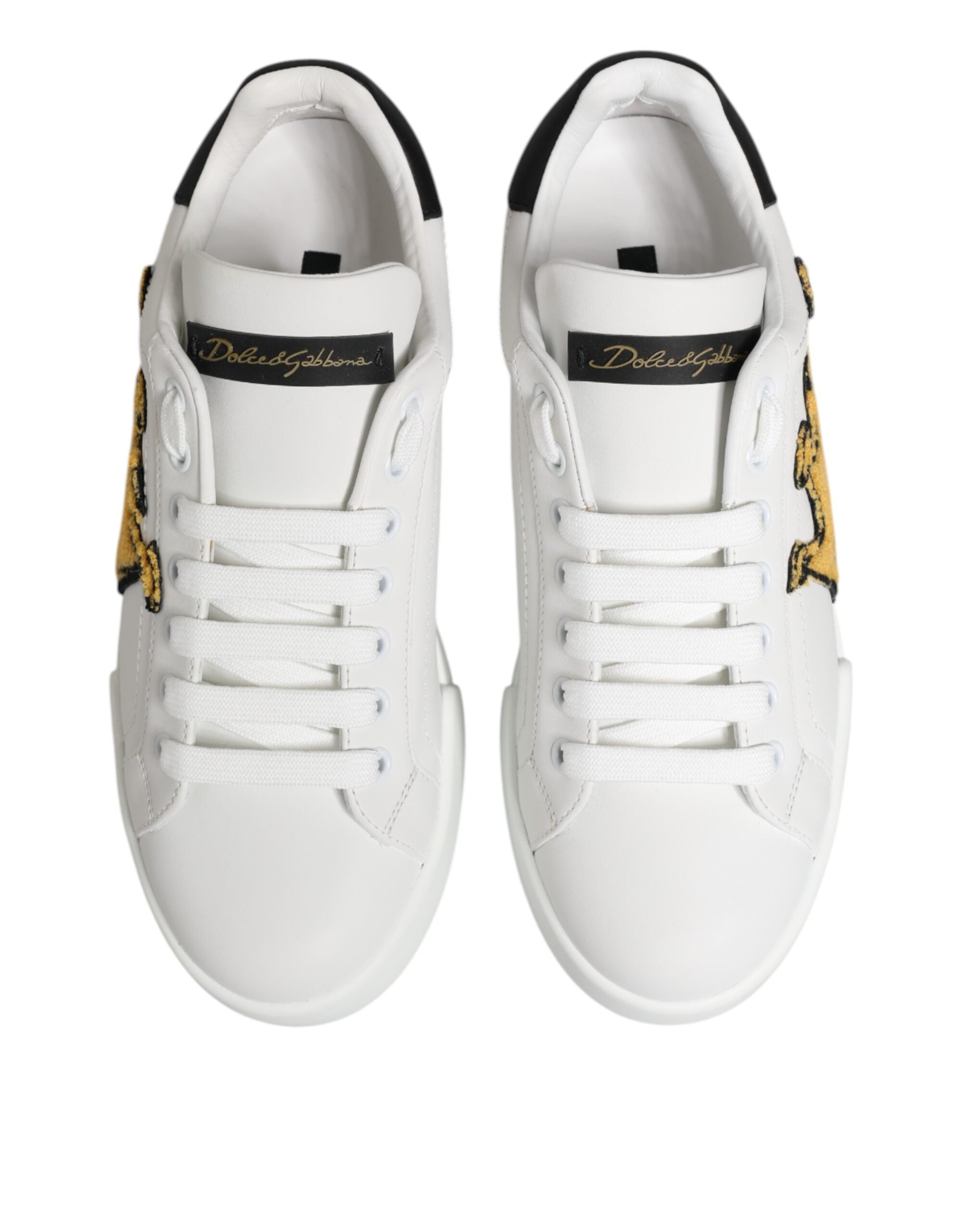 Dolce & Gabbana White Crown Patch Portofino Men Sneakers Shoes