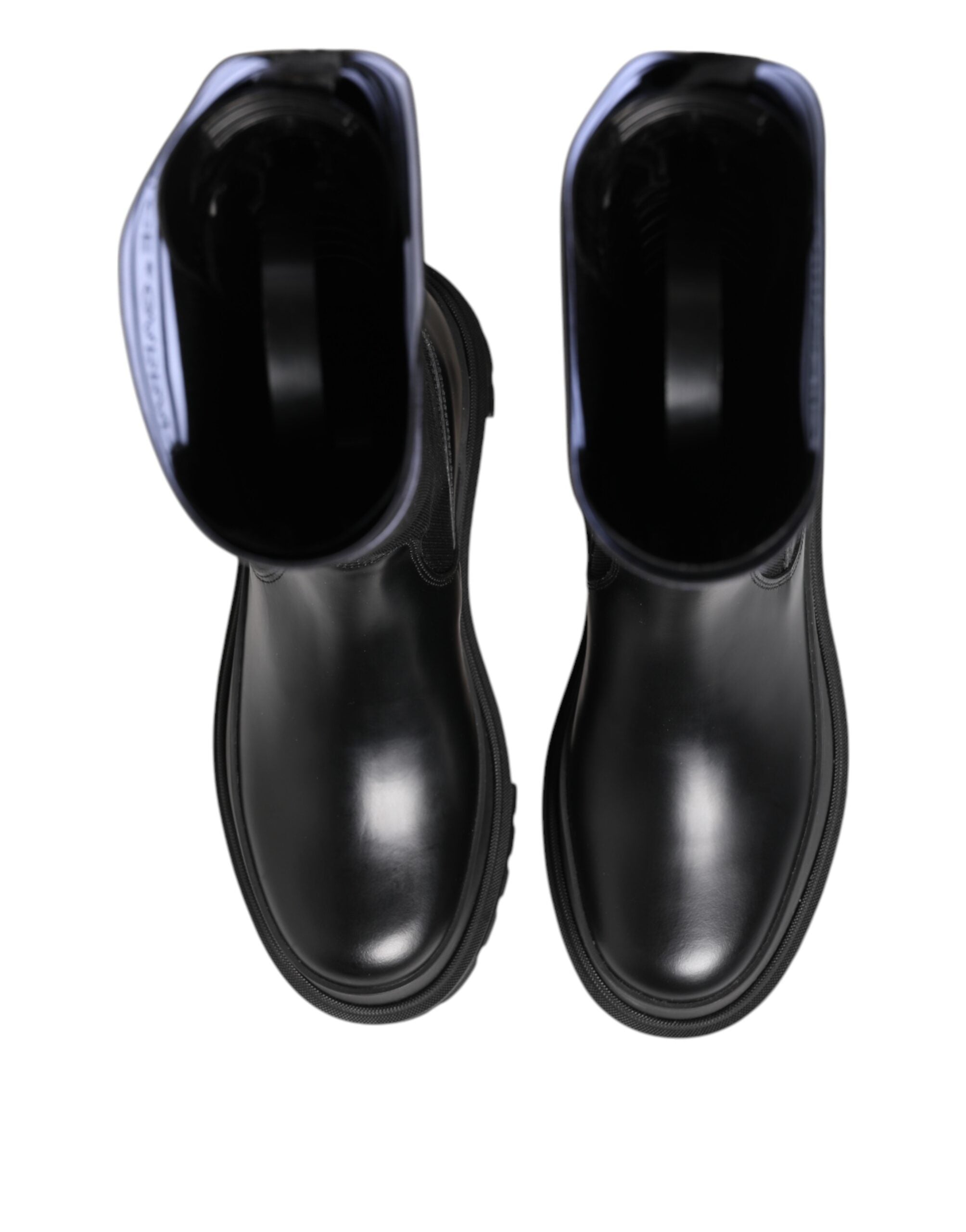 Dolce & Gabbana Black White Polyester Socks High Boots Shoes