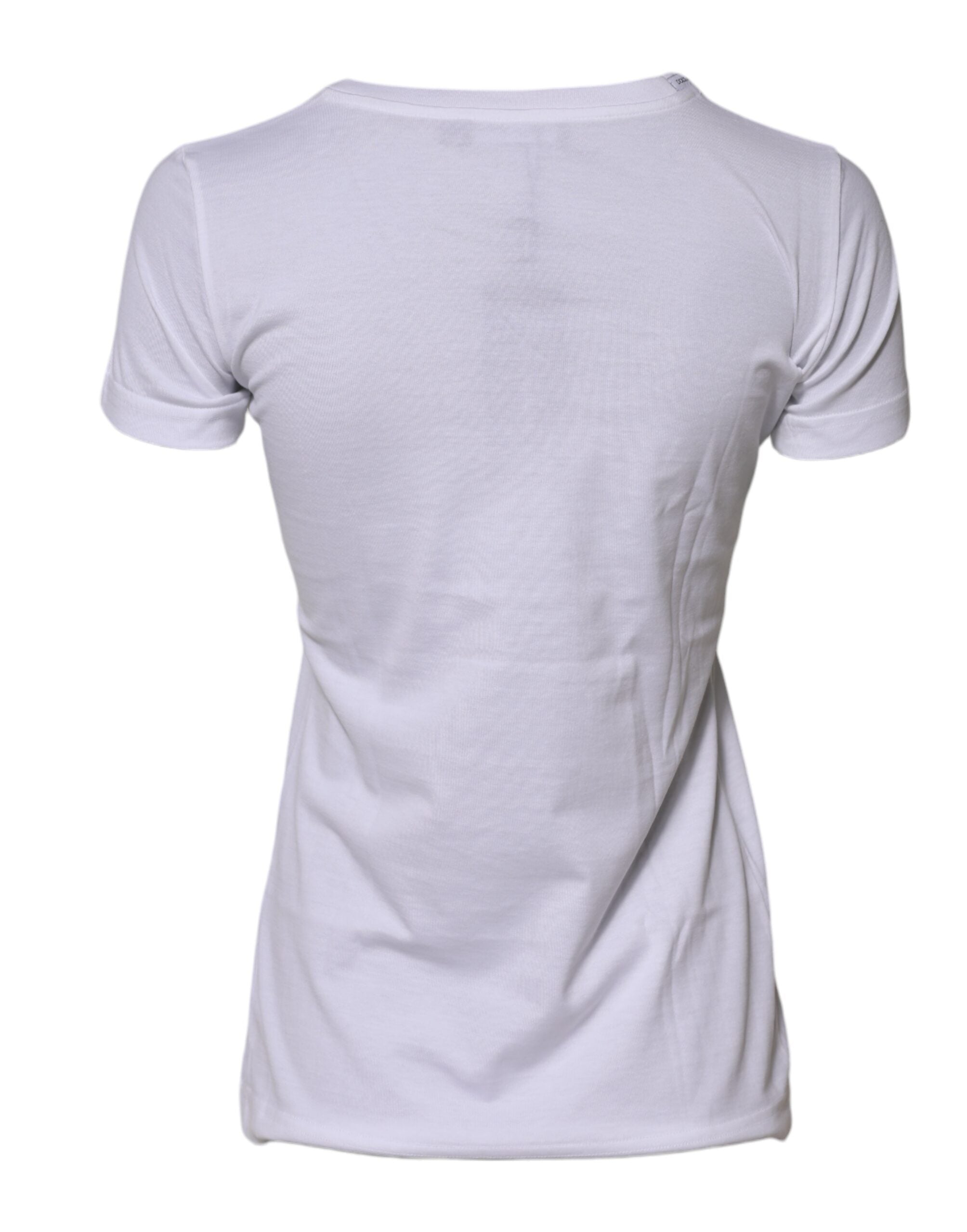 Dolce & Gabbana White Cotton Crew Neck Short Sleeves T-shirt