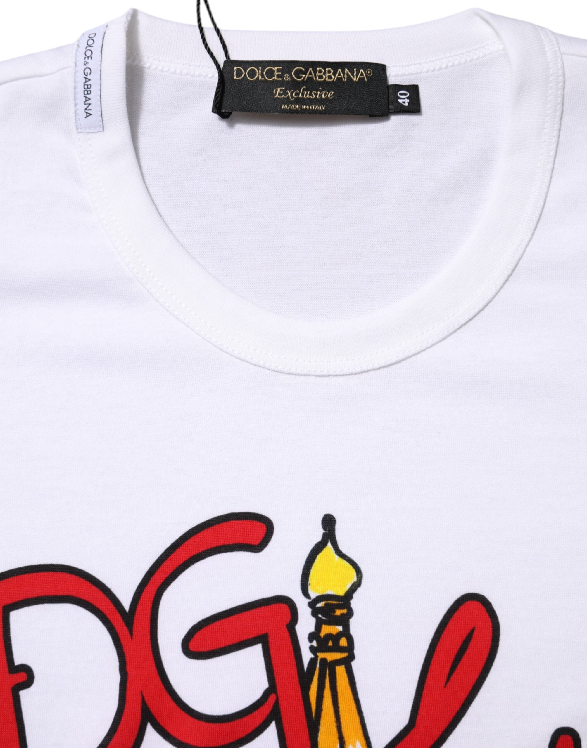 Dolce & Gabbana White DG Loves Moscow Cotton Crew Neck T-shirt