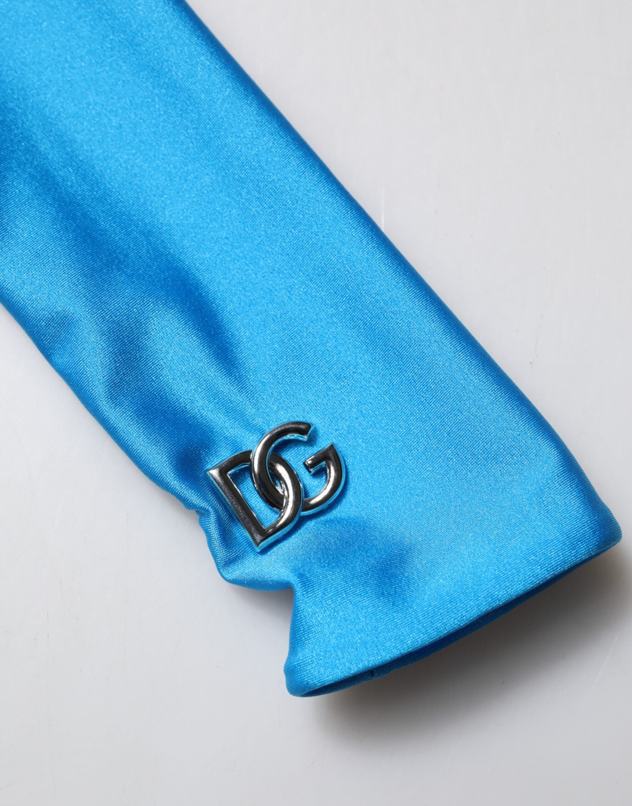 Dolce & Gabbana Blue Nylon Turtleneck Bodycon Jumpsuit  Dress