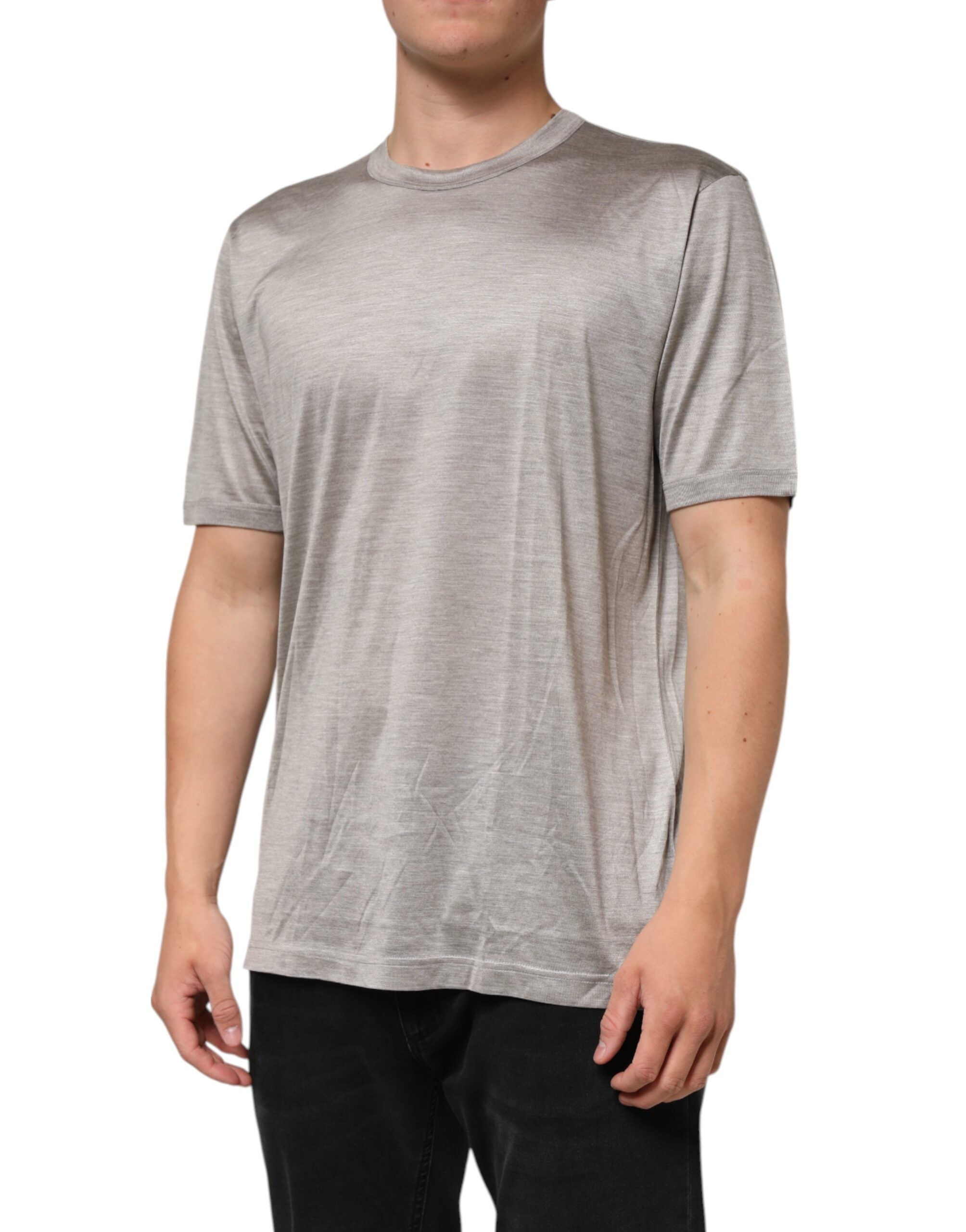 Dolce & Gabbana Men's Grey Hazelnut Silk T-shirt