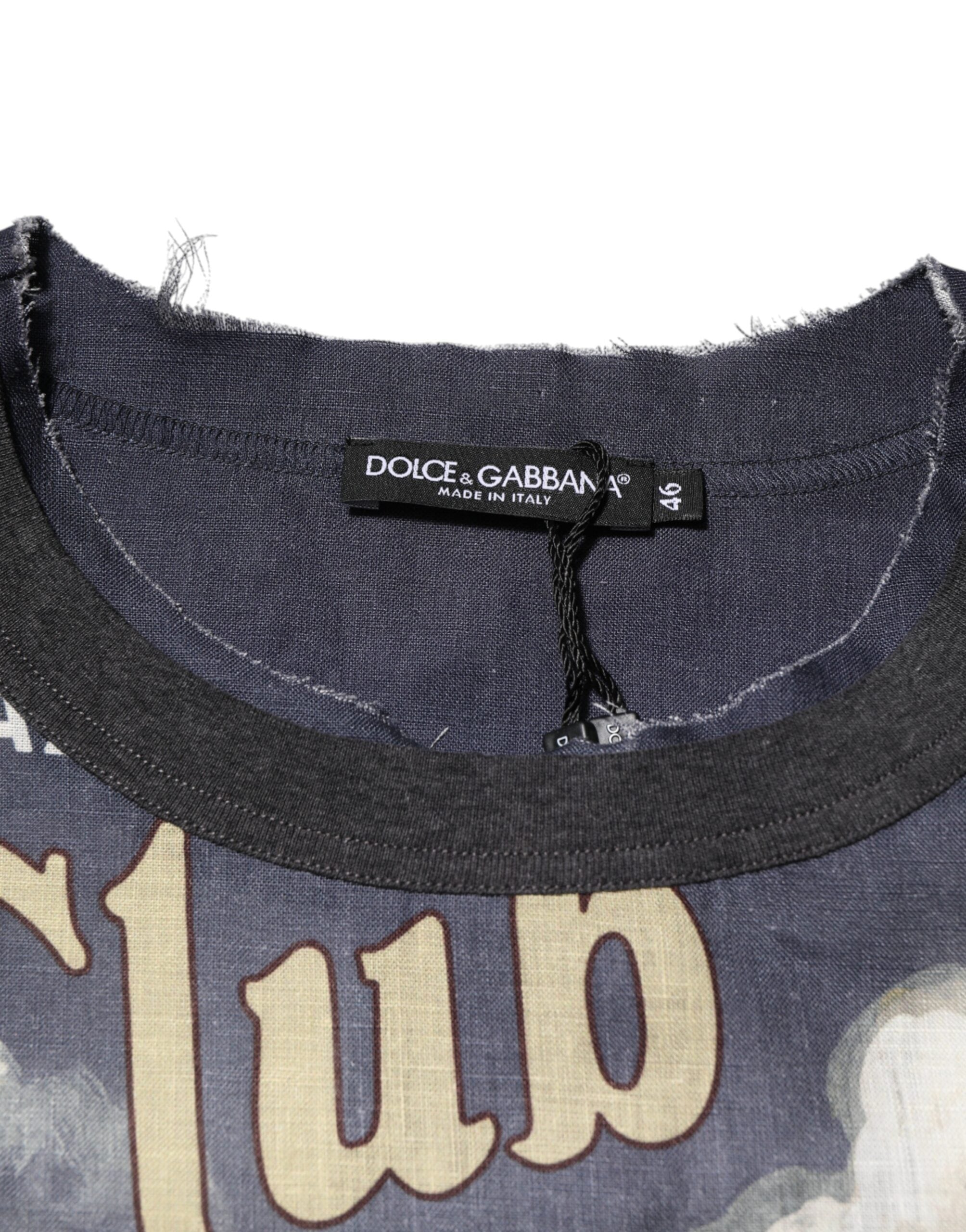 Dolce & Gabbana Palermo Jazz Club Linen Crew Neck Men T-shirt