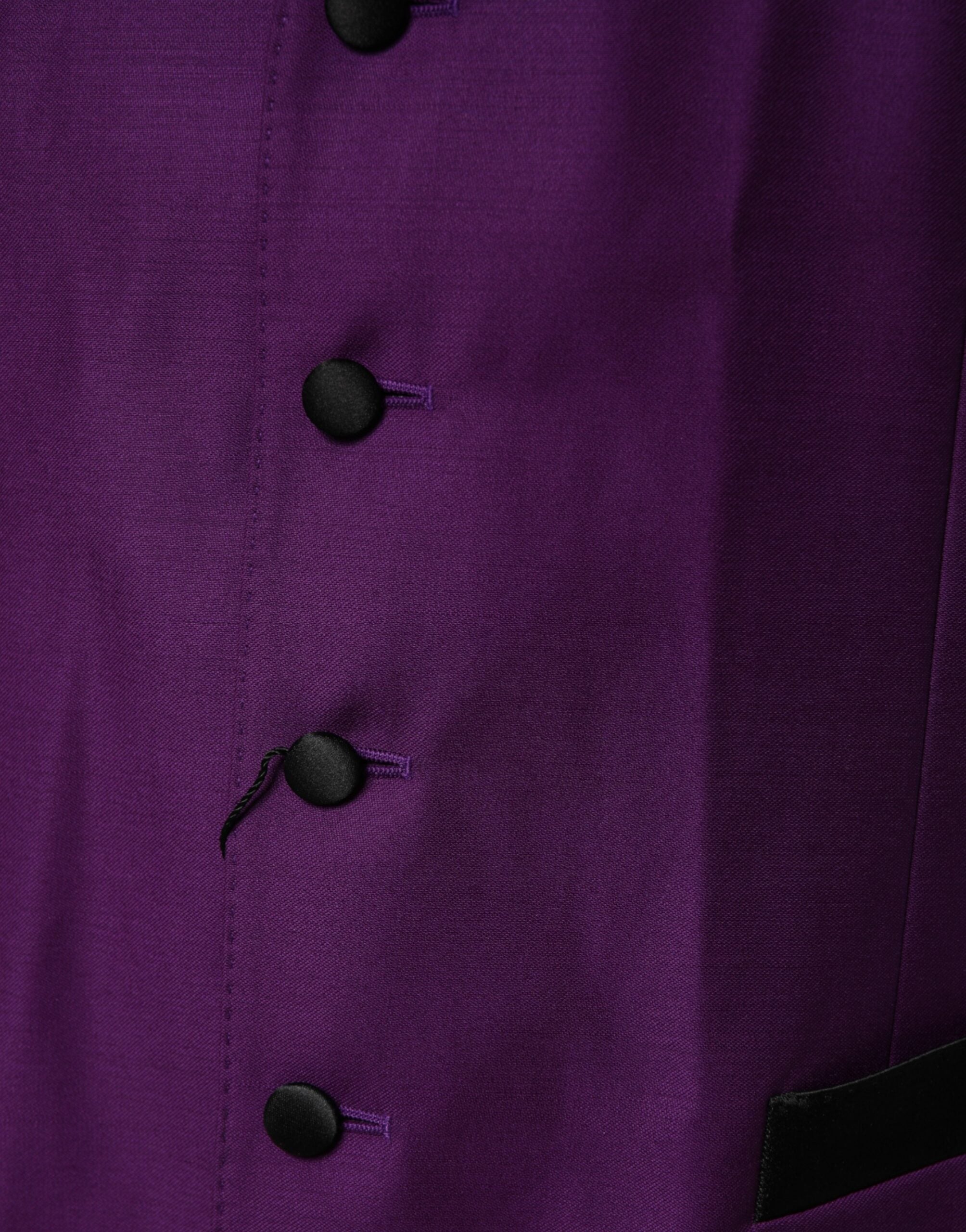 Dolce & Gabbana Purple Wool Dress Formal Waistcoat Vest