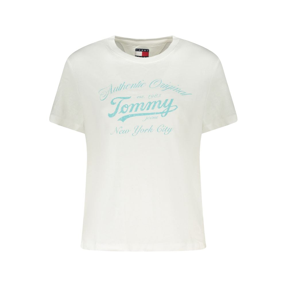 Tommy Hilfiger – Weißes Baumwoll-T-Shirt für Damen