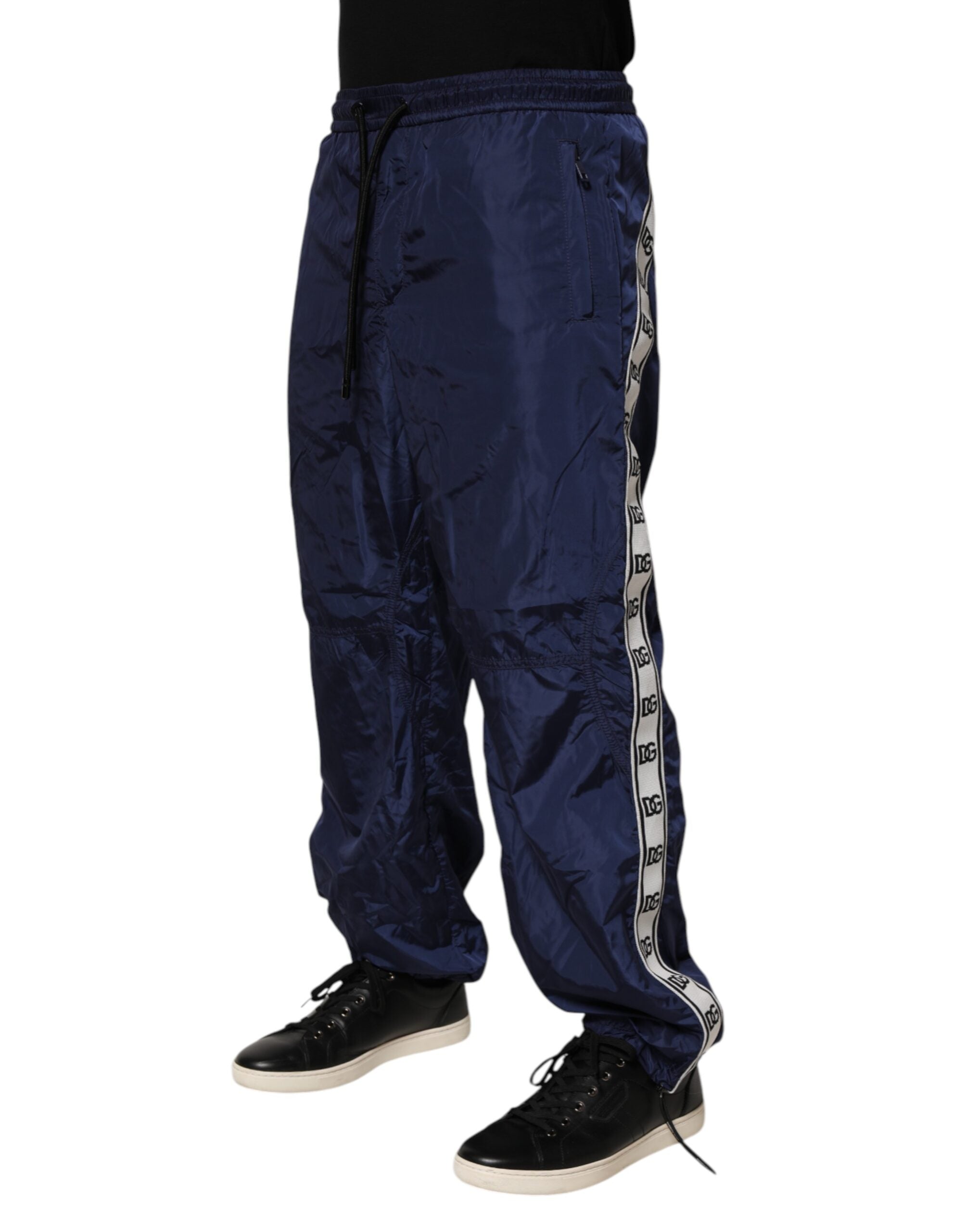 Dolce & Gabbana Blue Nylon Straight Jogger Sweatpants Pants