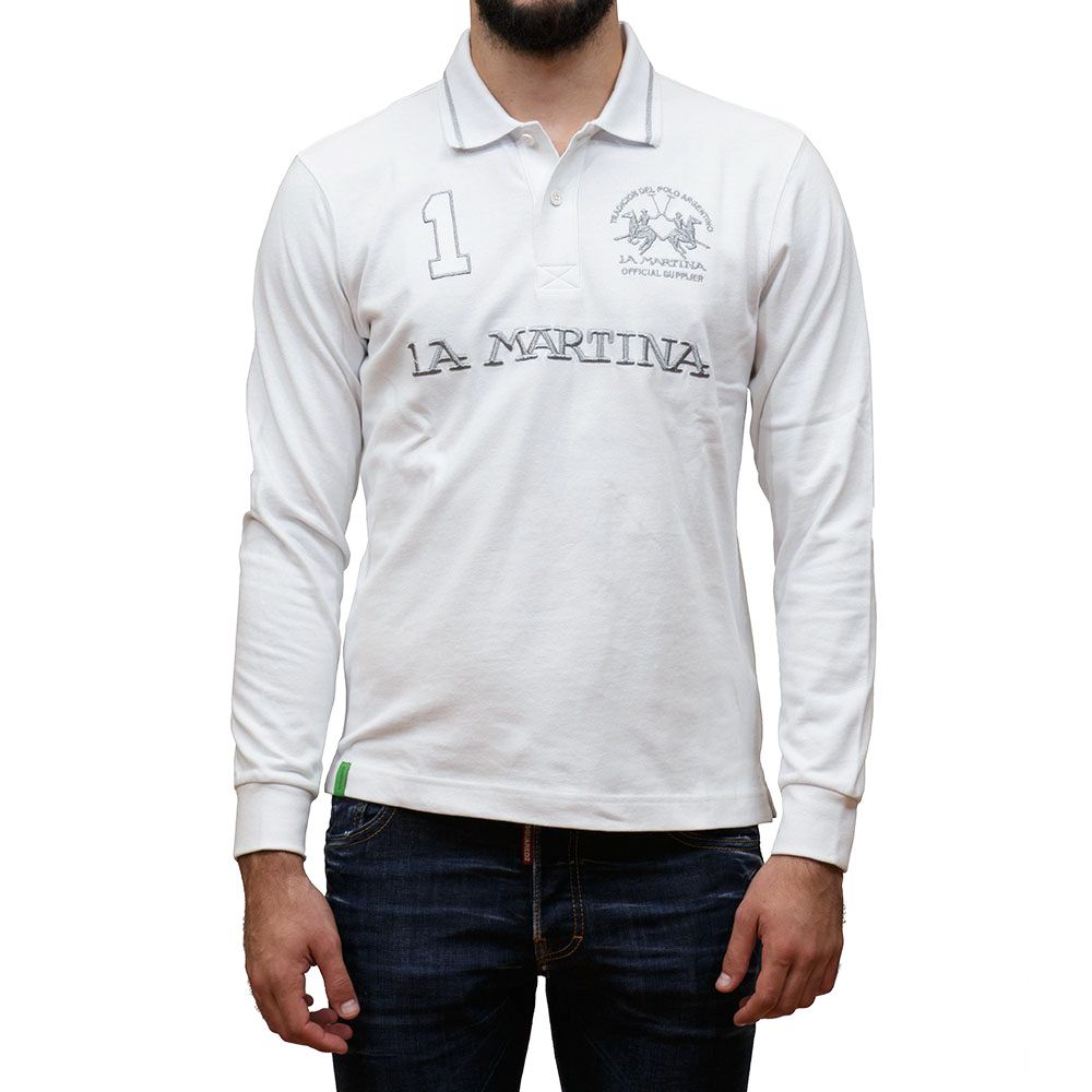 La Martina Poloshirt aus weißer Baumwolle