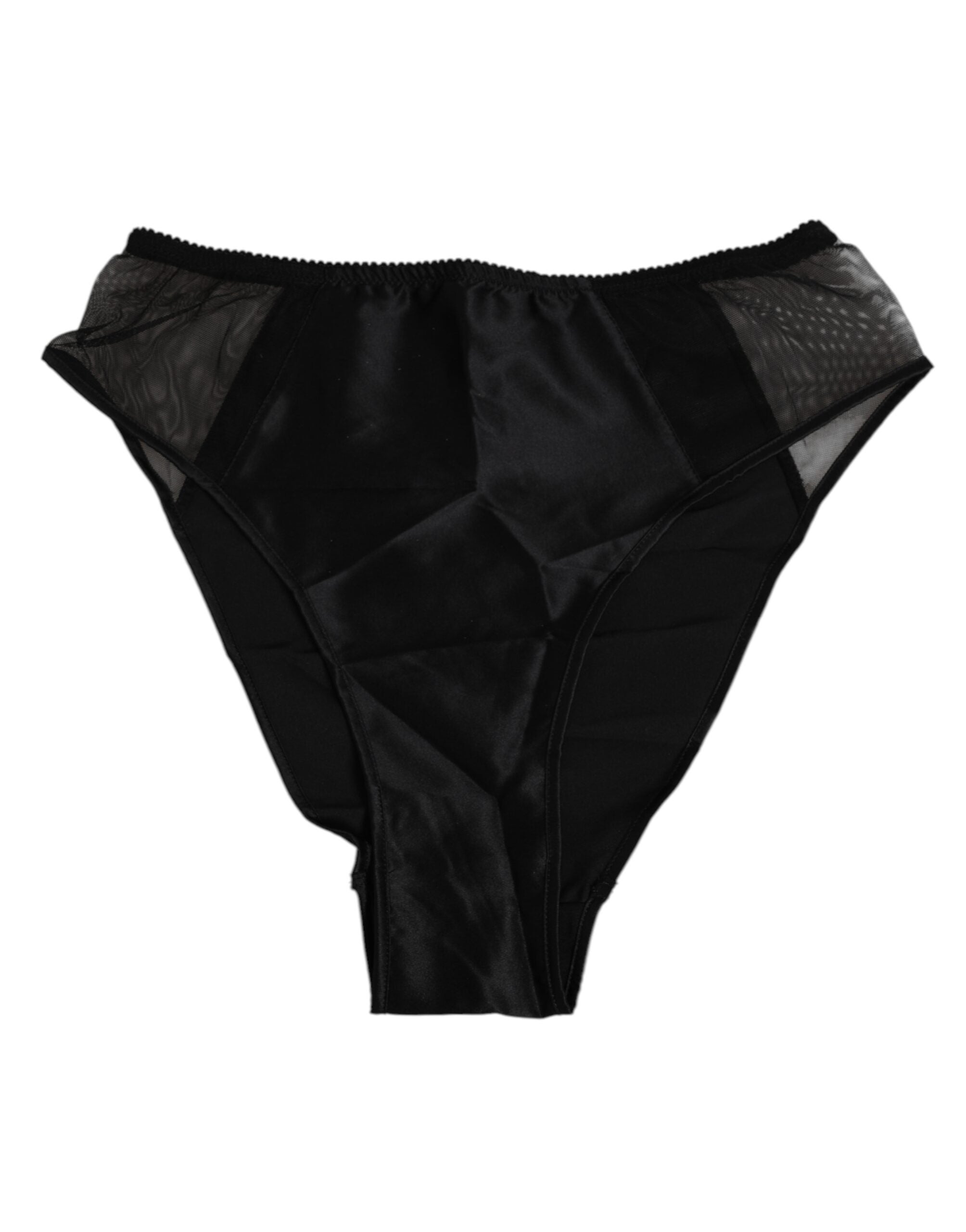Dolce & Gabbana – Schwarze Stretch-Höschenunterwäsche aus Seide mit hoher Taille