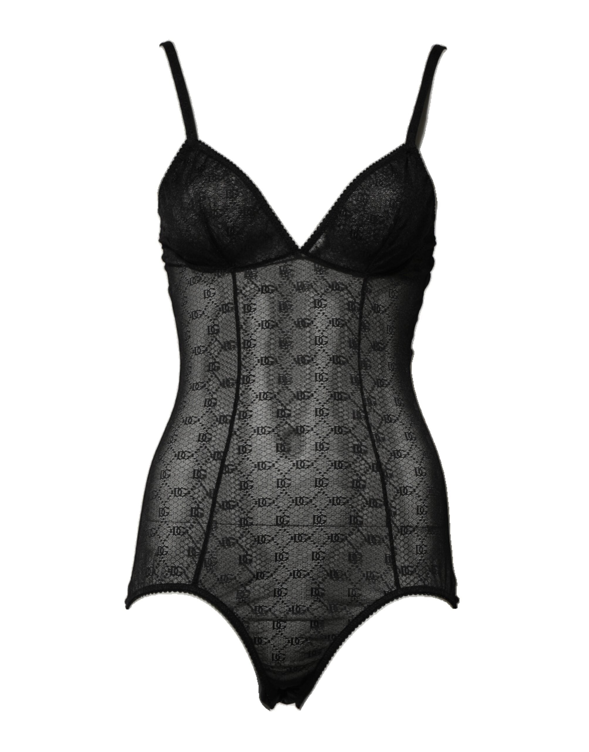 Dolce & Gabbana Schwarzer Nylon-Stretch-Bodysuit, Dessous-Unterwäsche