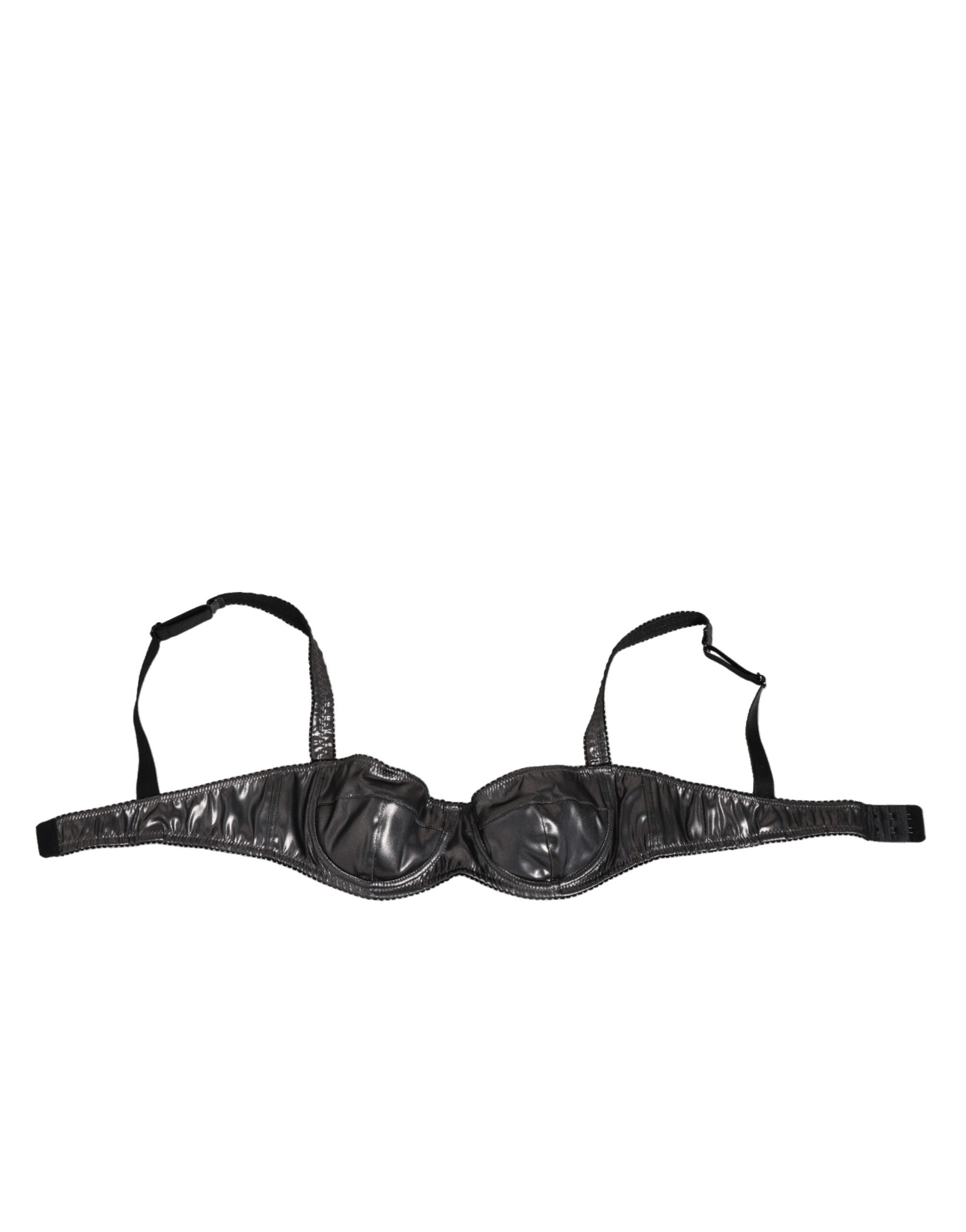 Dolce & Gabbana – Balconette-BH aus schwarzem Acetat-Stretch