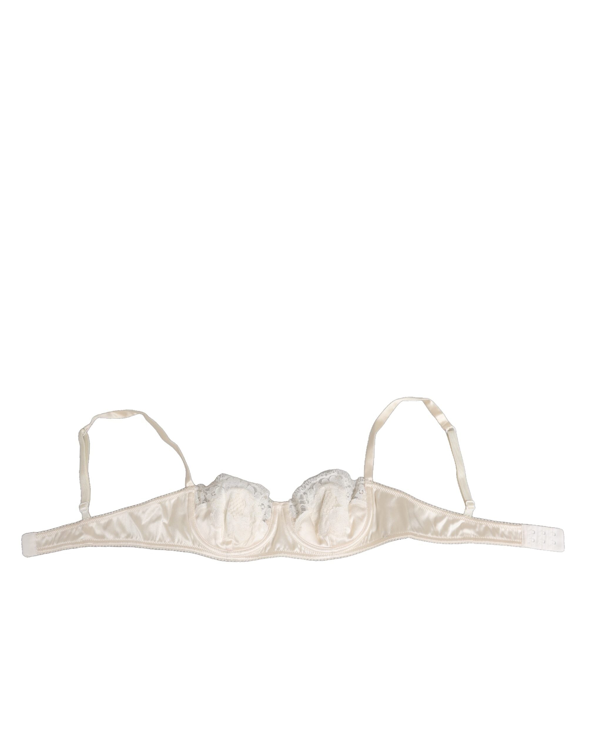 Dolce & Gabbana – Balconette-BH aus Seide mit Bügeln in Off-White
