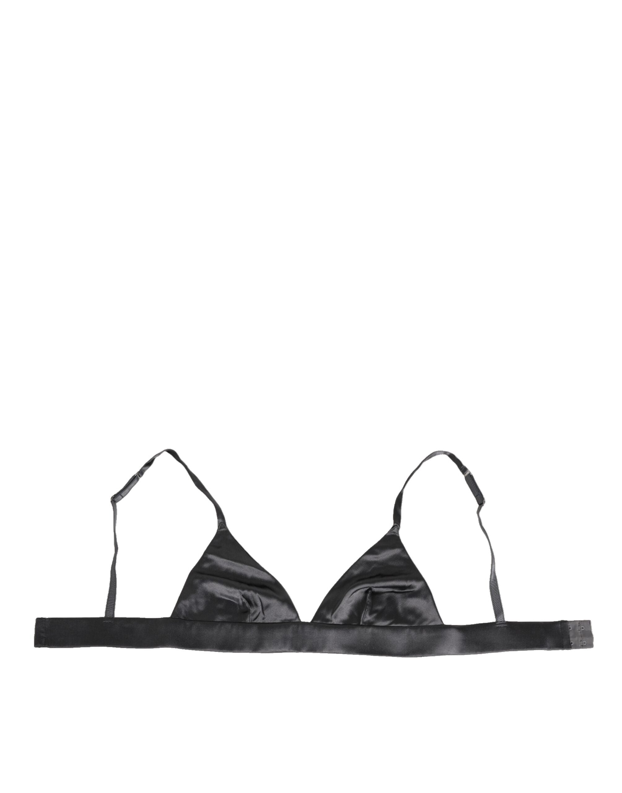 Dolce & Gabbana – Triangel-Unterhose aus schwarzem Seidensatin mit weichen Körbchen