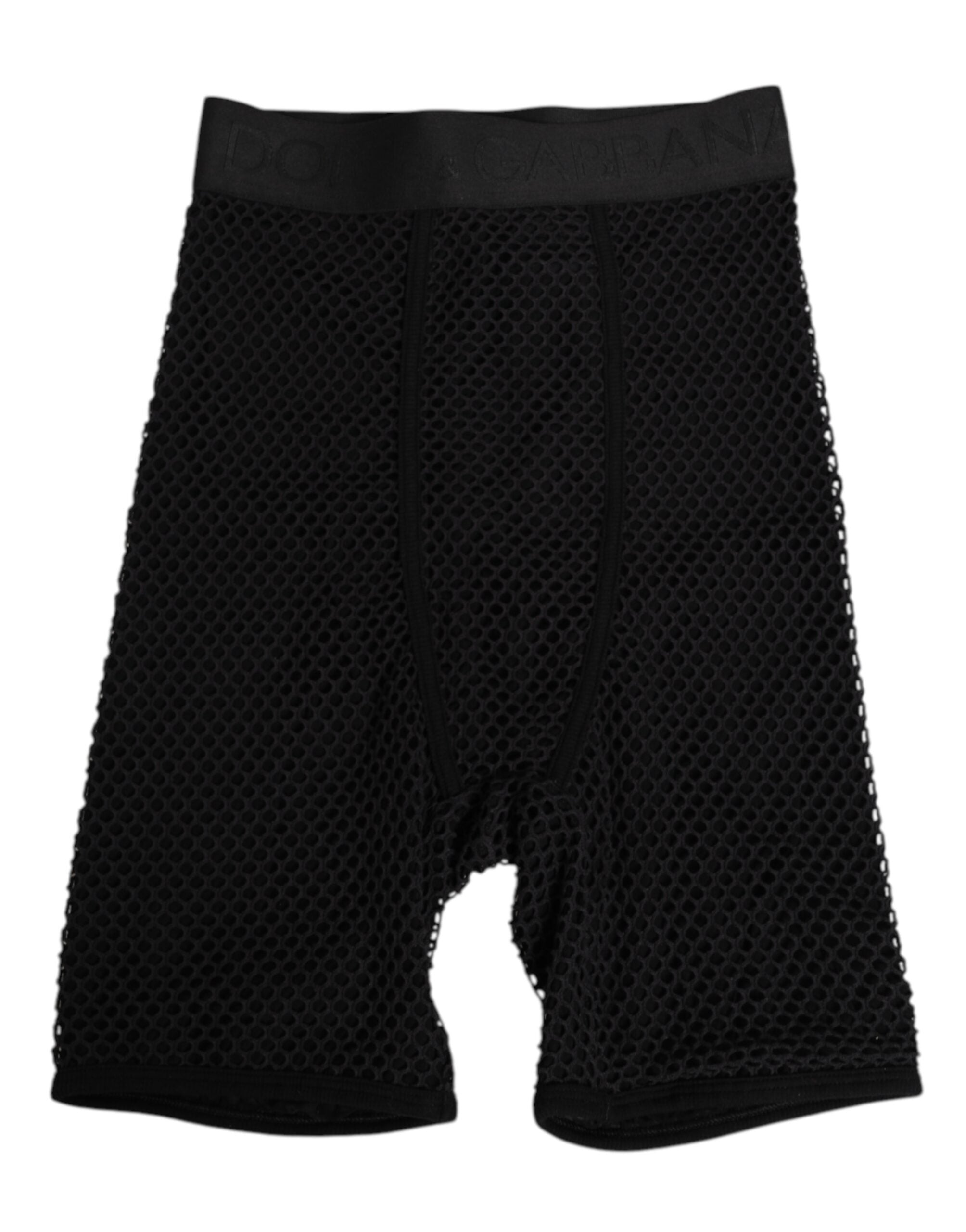 Dolce & Gabbana – Schwarze Shorts aus Baumwolle mit Logo in Midi-Hose