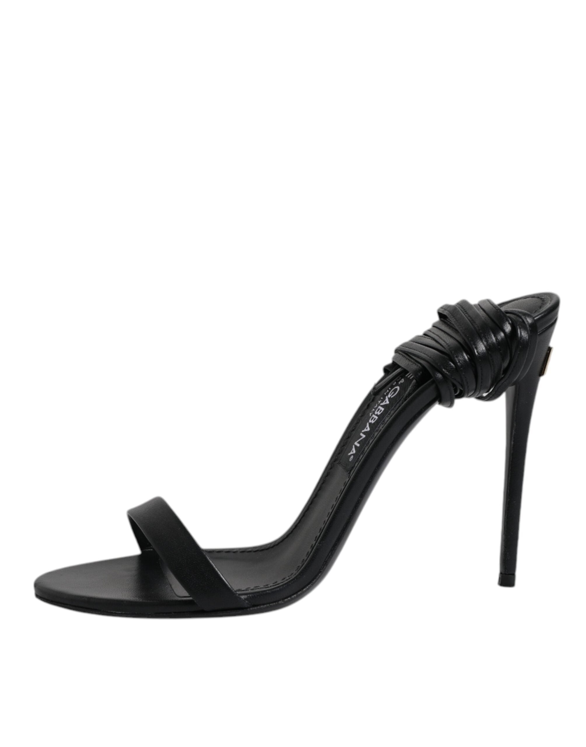 Dolce & Gabbana Black Leather Stiletto Heels Sandals Shoes