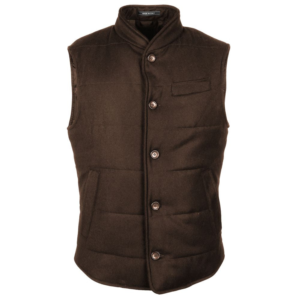 Braune, ärmellose Wolljacke, Made in Italy
