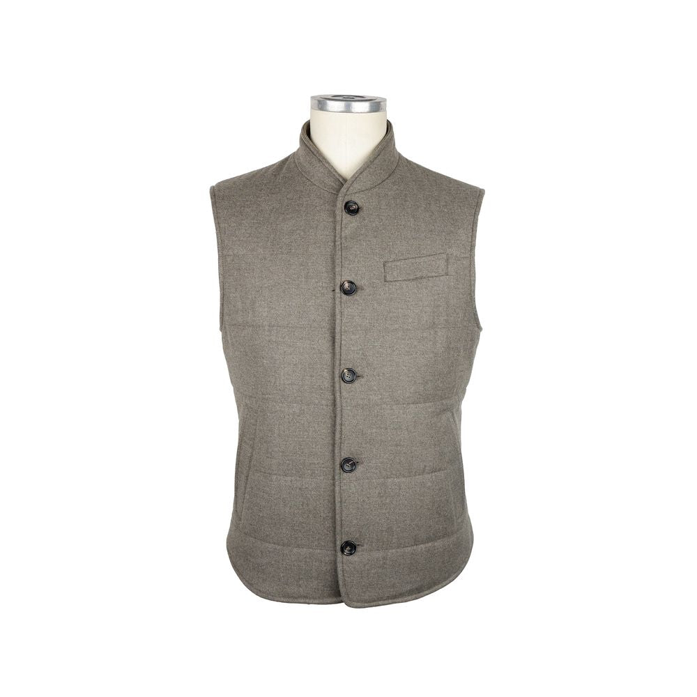 Braune, ärmellose Wolljacke, Made in Italy
