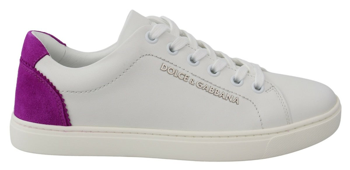 Dolce & Gabbana Weiße Wildleder Low Top Sneakers Schuhe